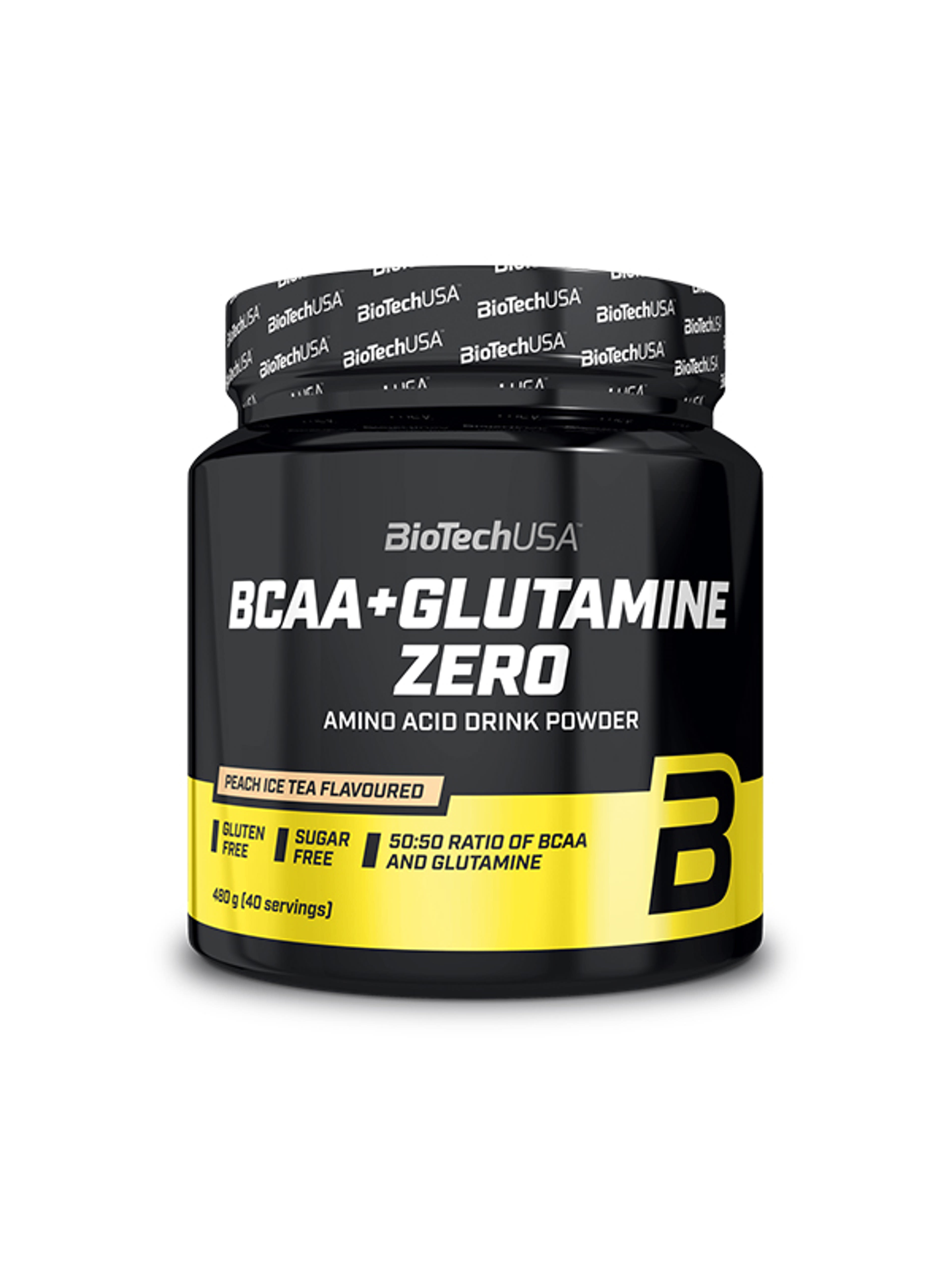 BioTechUSA BCAA+glutamine zero bar peach ice tea ízű italpor - 480 g