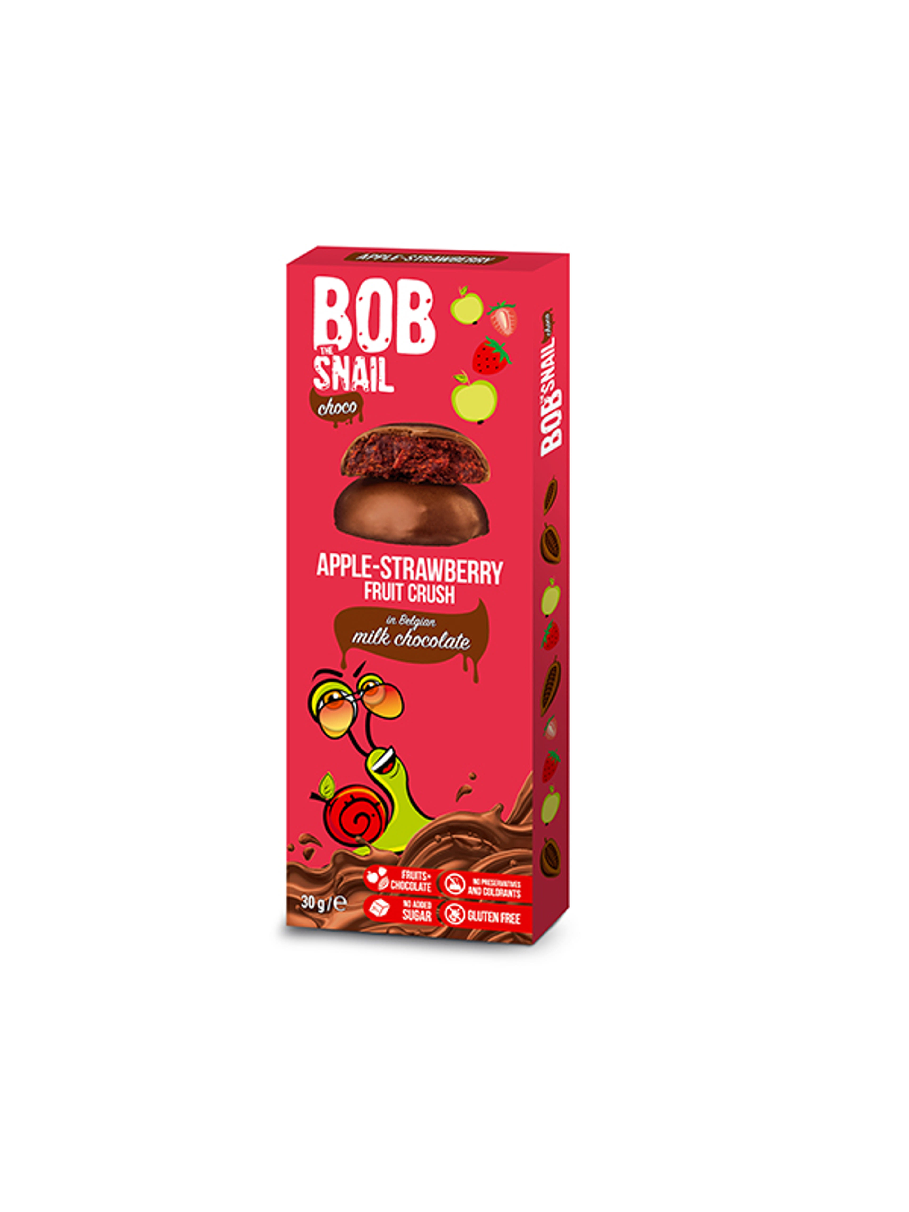 Bob Snail gyümölcs snack étcsokoládé, alma, eper - 30 g