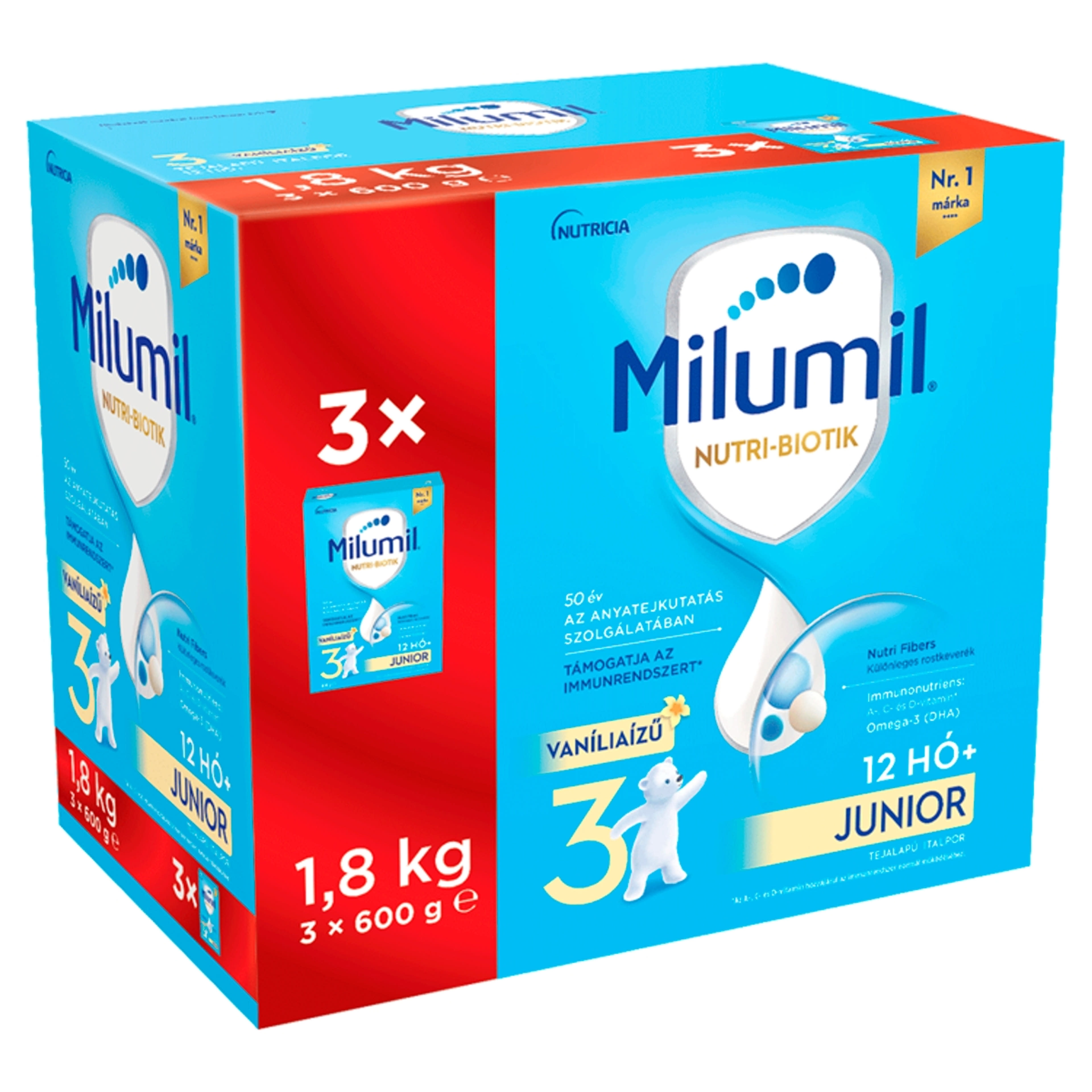Milumil Nutri-Biotik 3 Junior tejalapú italpor vaníliaízű 12 hónapos kortól - 1800 g