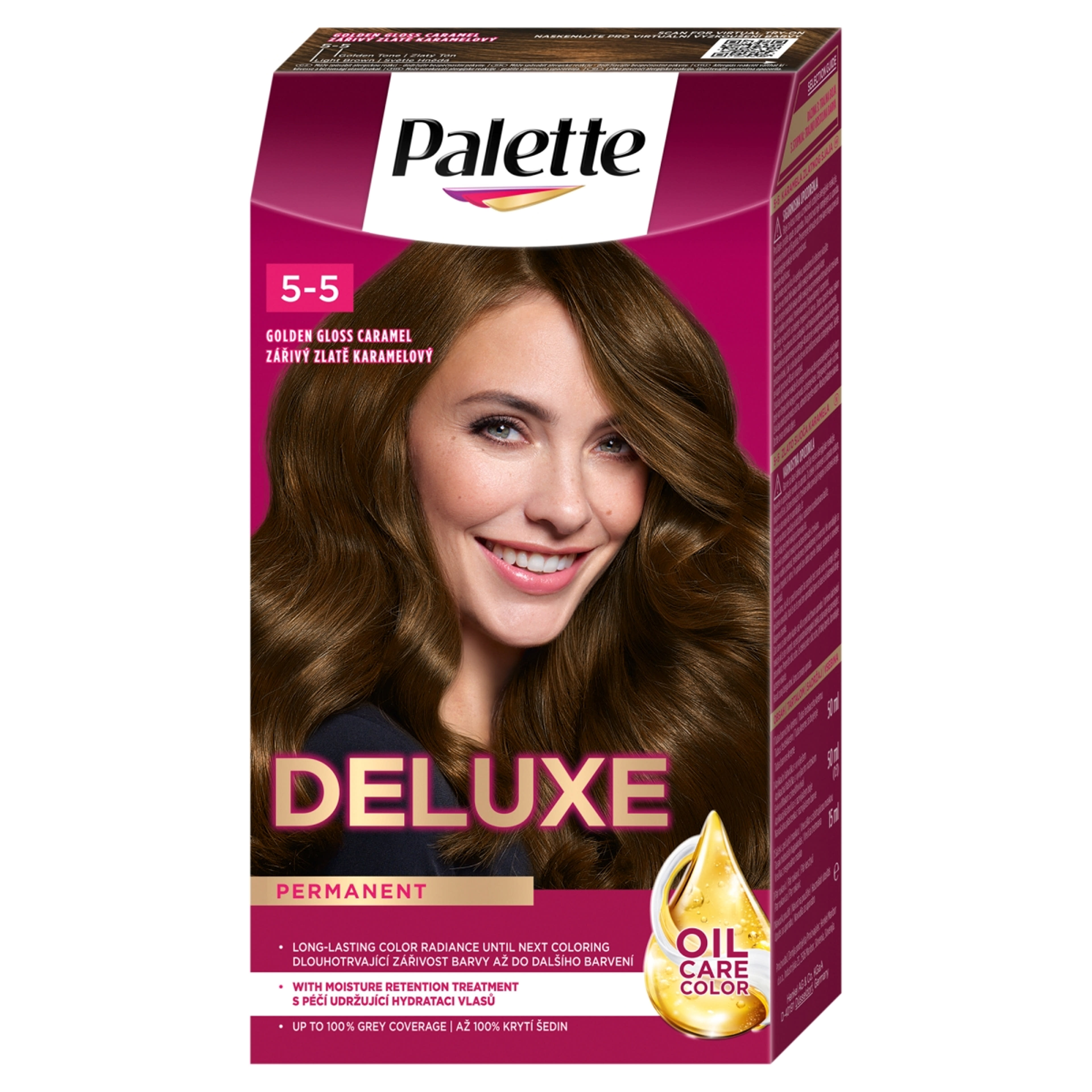 Palette Deluxe 5-5 ragyogó világosbarna intenzív krémhajfesték (555) - 1 db-1
