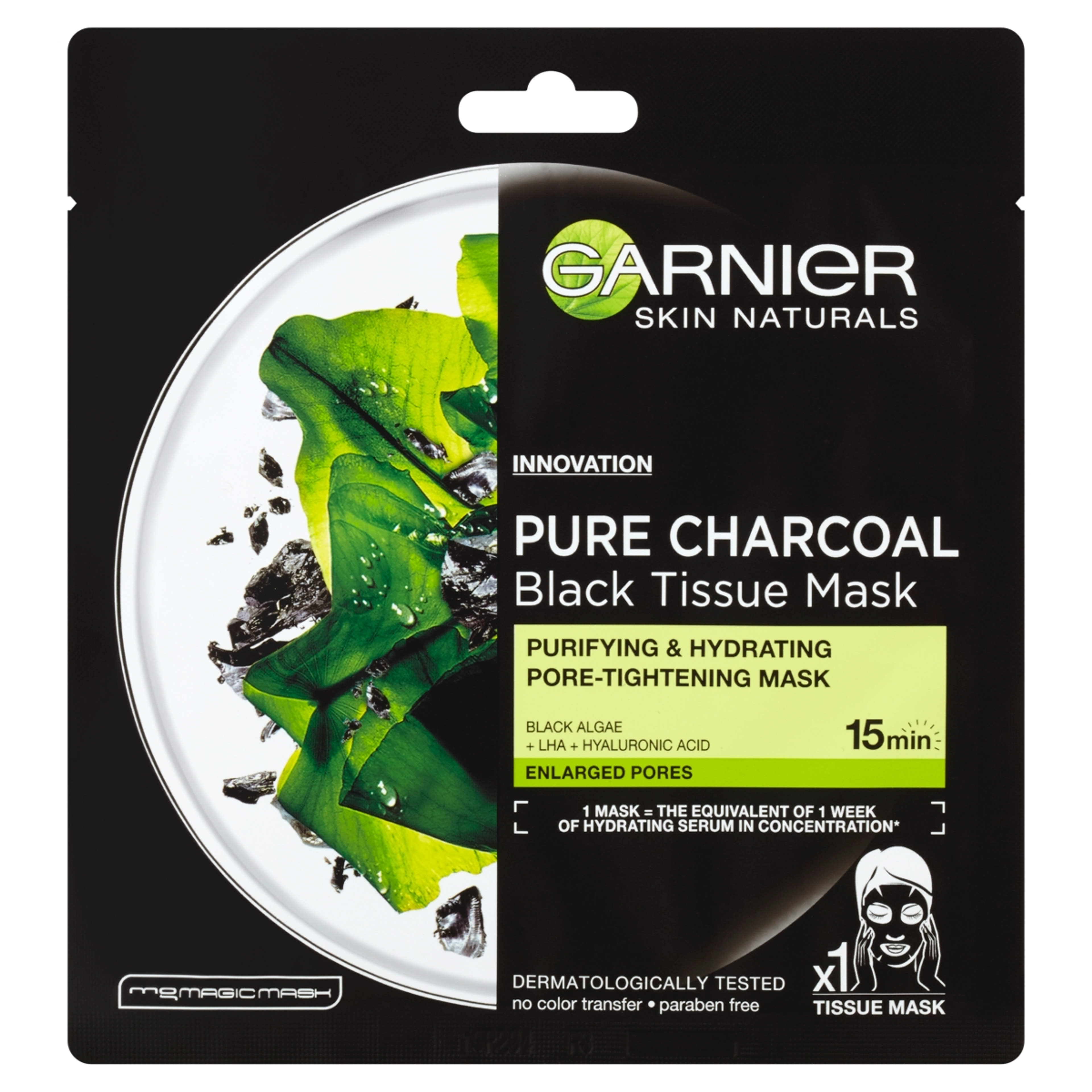 Garnier Skin Naturals Tisztító és Hidratáló Textil Maszk Tág Pórusokra - 28 g