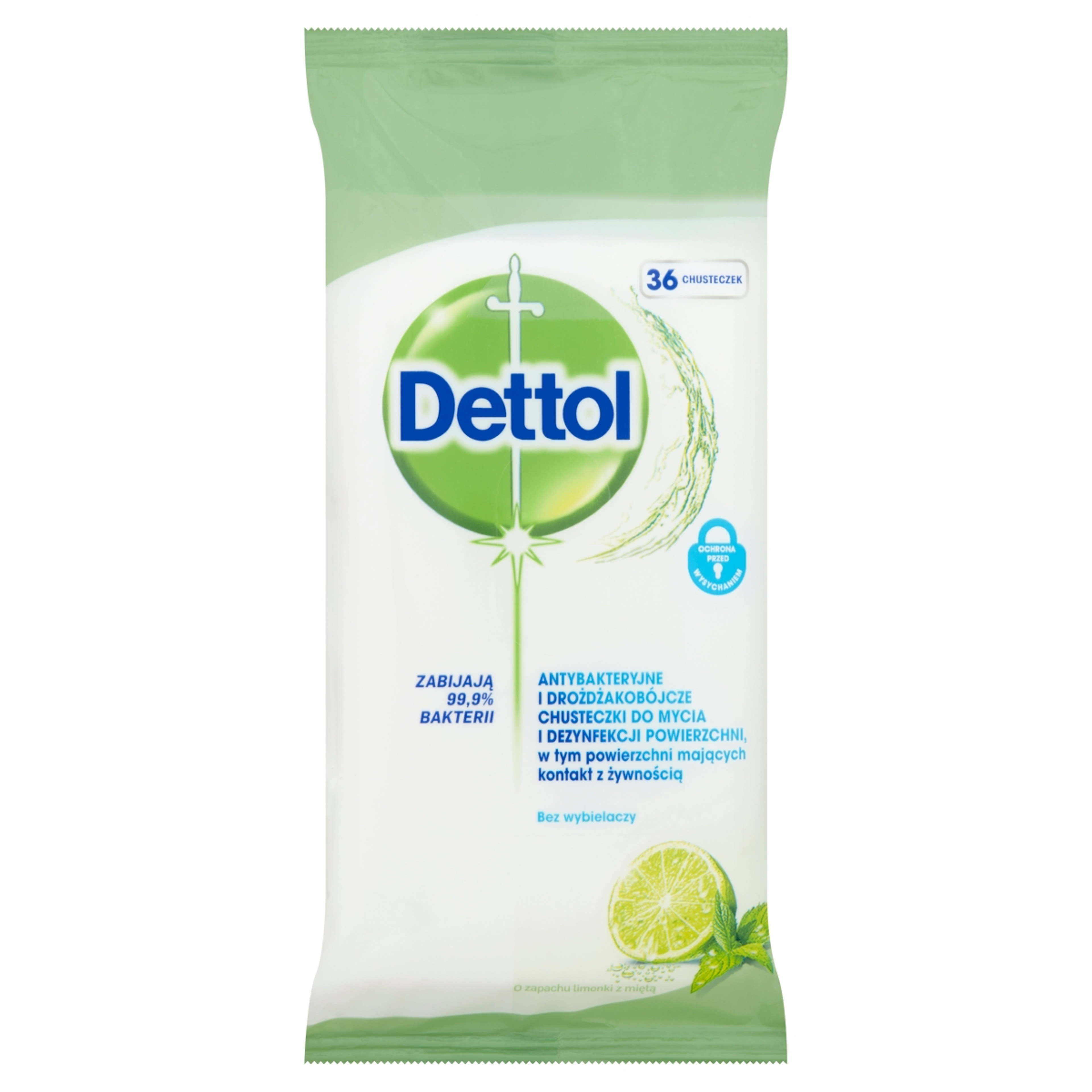 Dettol Lime & Menta antibakteriális felülettisztító törlőkendő - 36 db-1