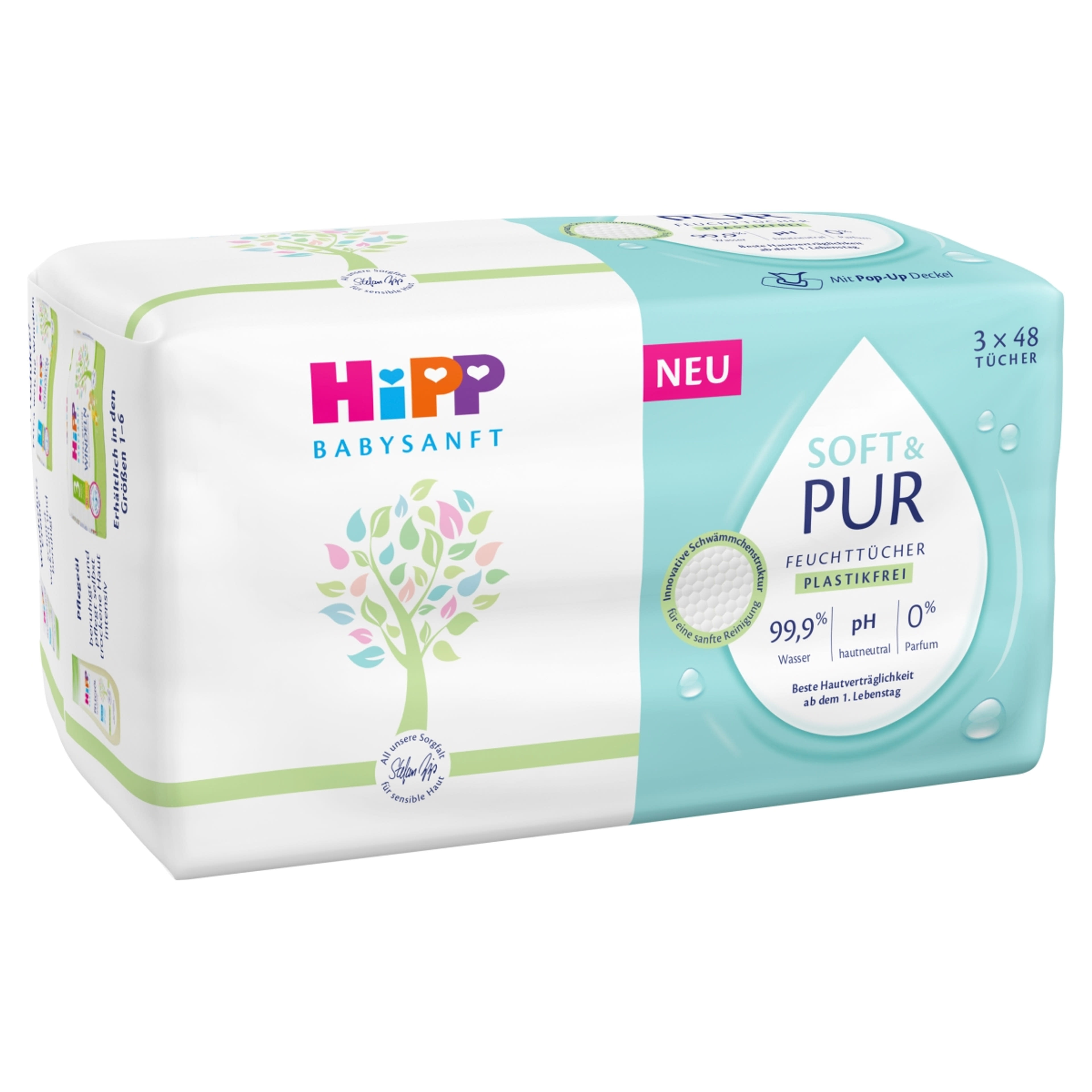 Hipp Babysanft Soft&Pure nedves törlőkendő 3x48 db - 144 db-1