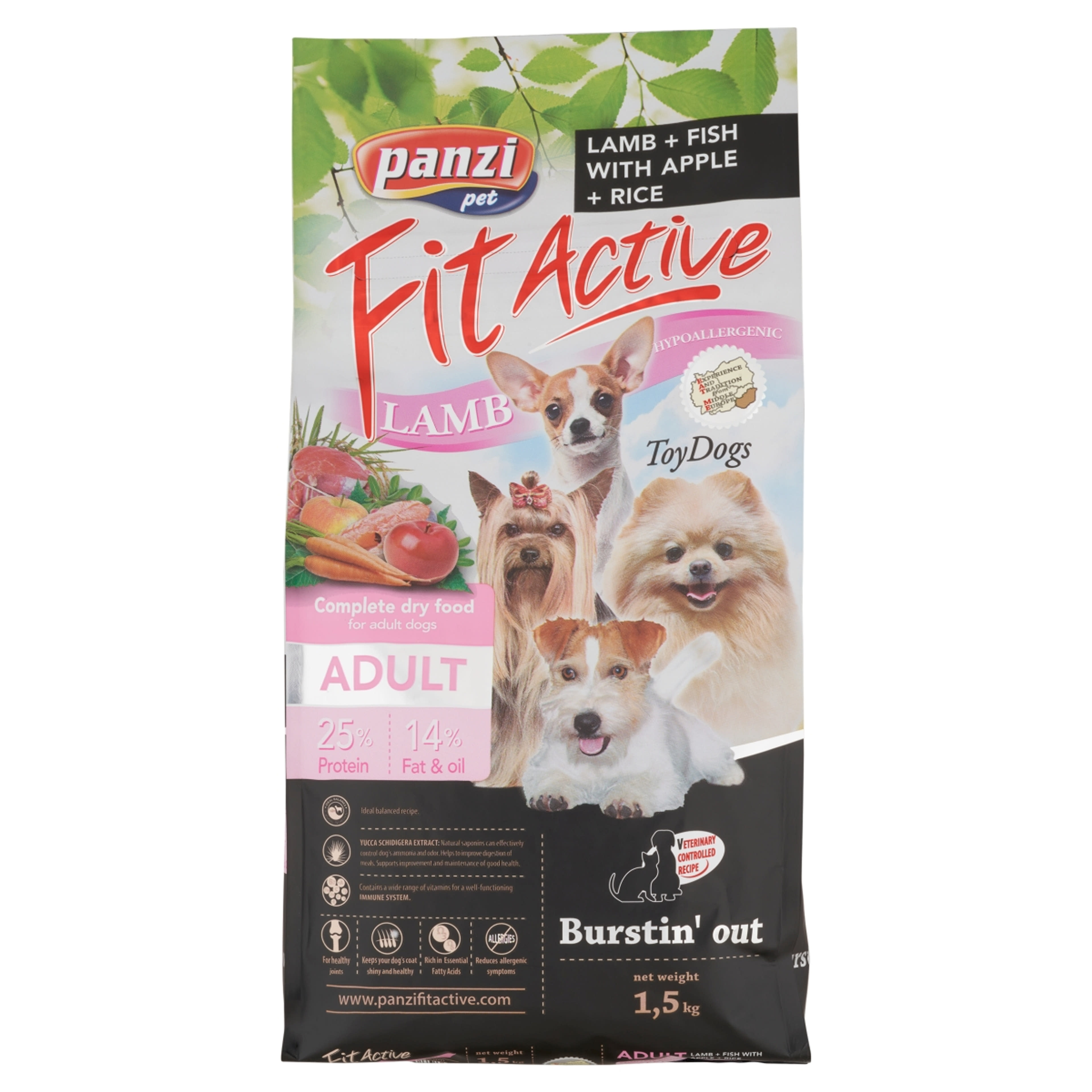 Panzi Fit Active Toy Dogs szárazeledel báránnyal és almával felnőtt kutyák számára - 1500 g