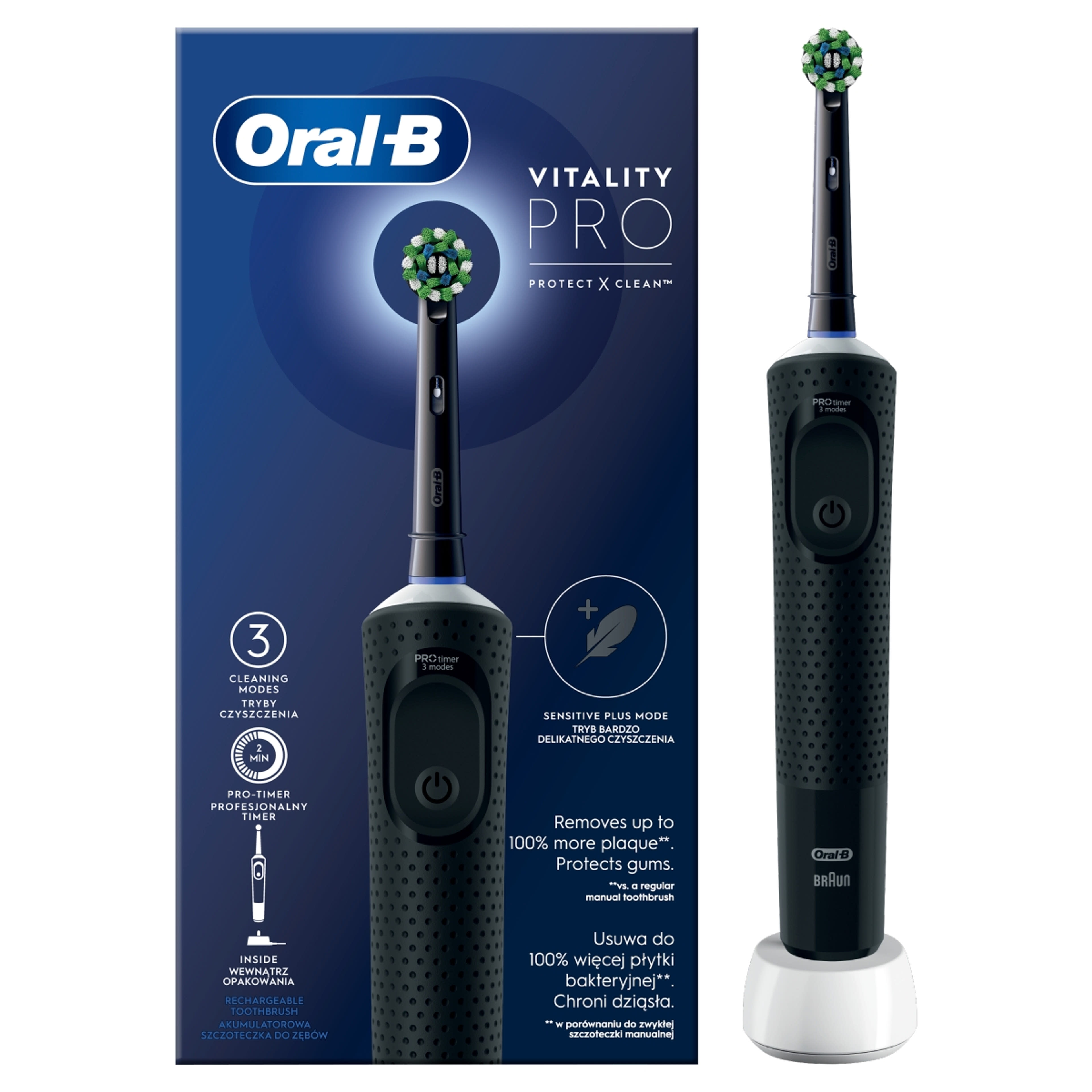 Oral-B Vitality Pro elektromos fogkefe, fekete - 1 db-2