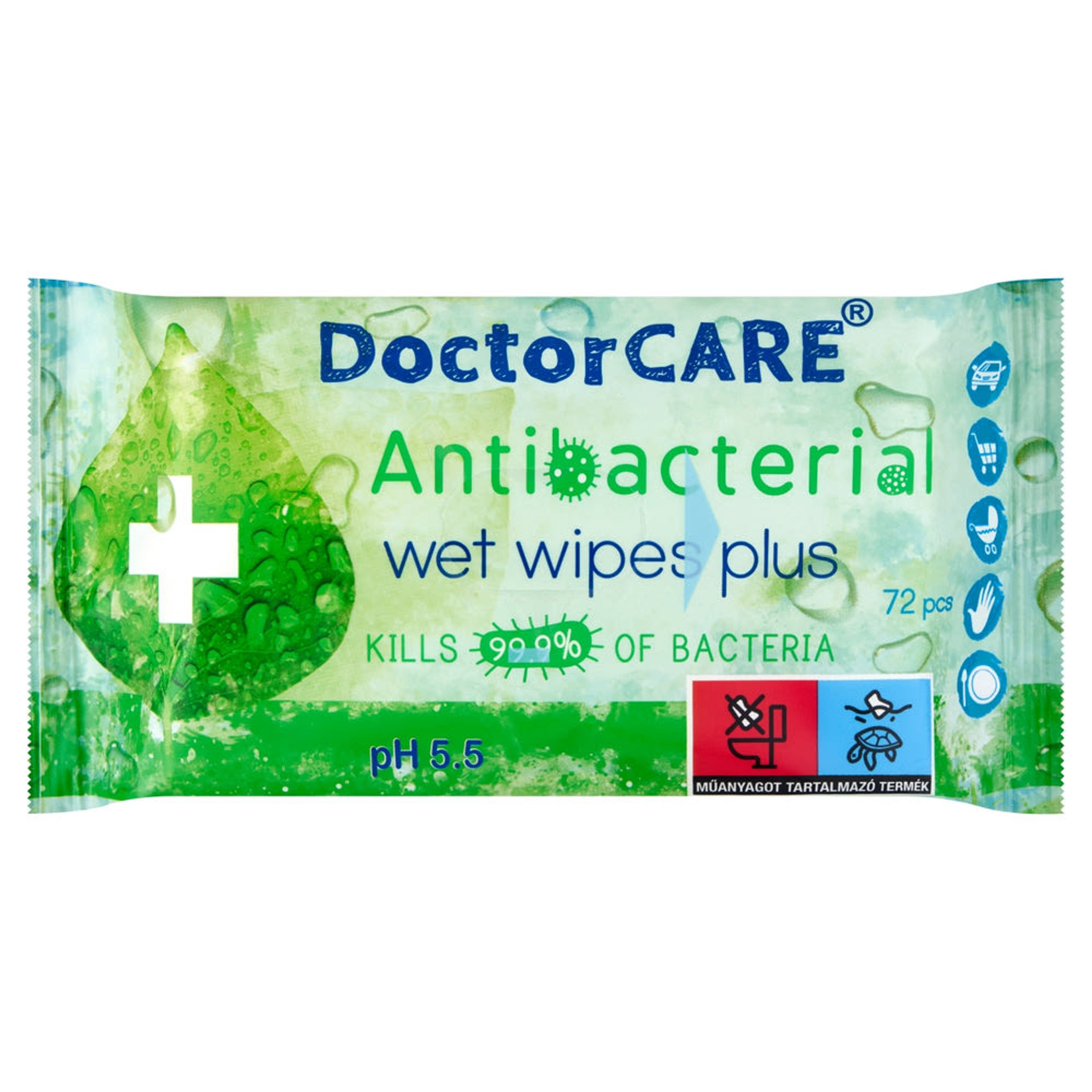 Doctorcare antibakteriális nedves törlőkendő plusz - 72 db