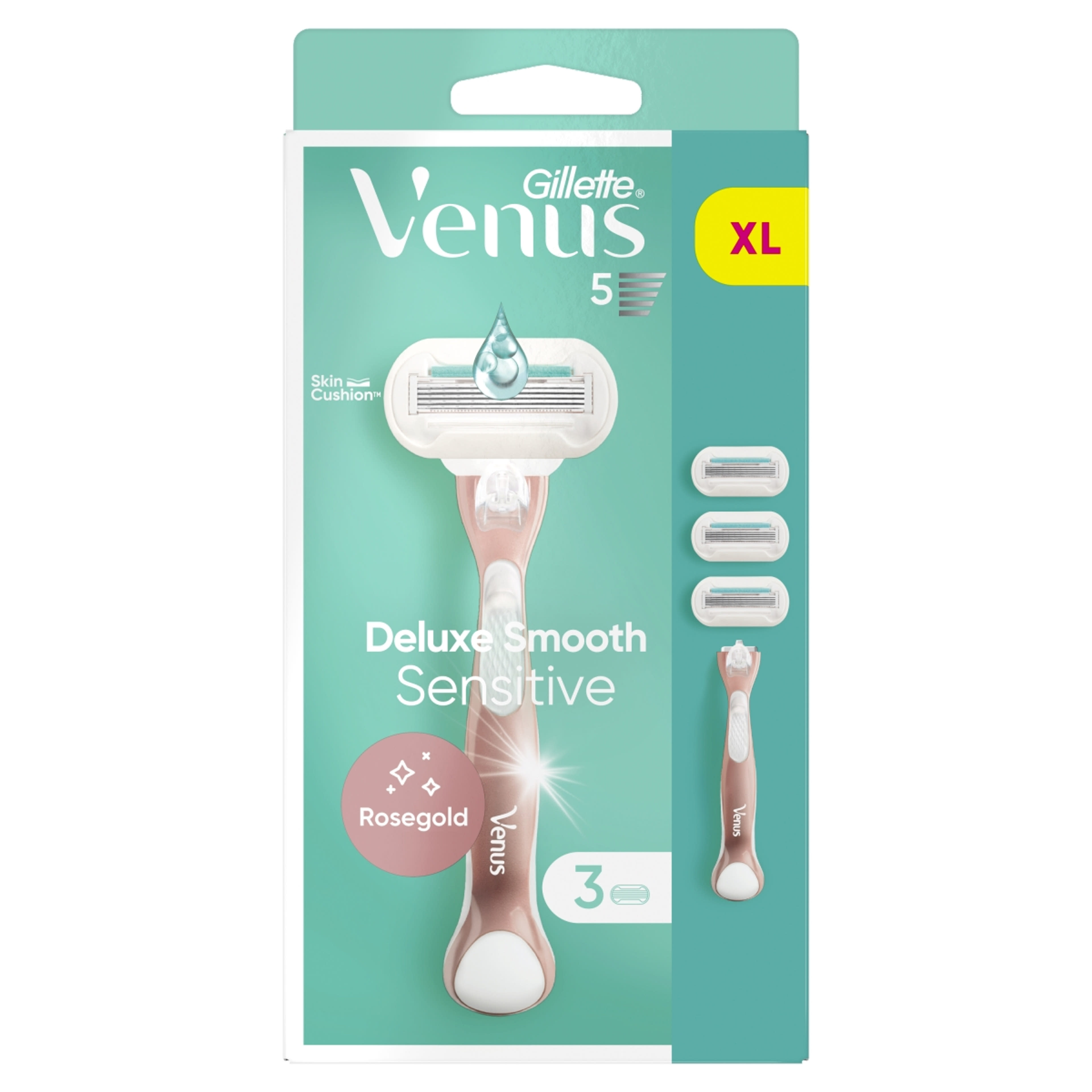 Gillette Venus Deluxe Smooth Sensitive nyél + 3 borotvabetét - 1 db