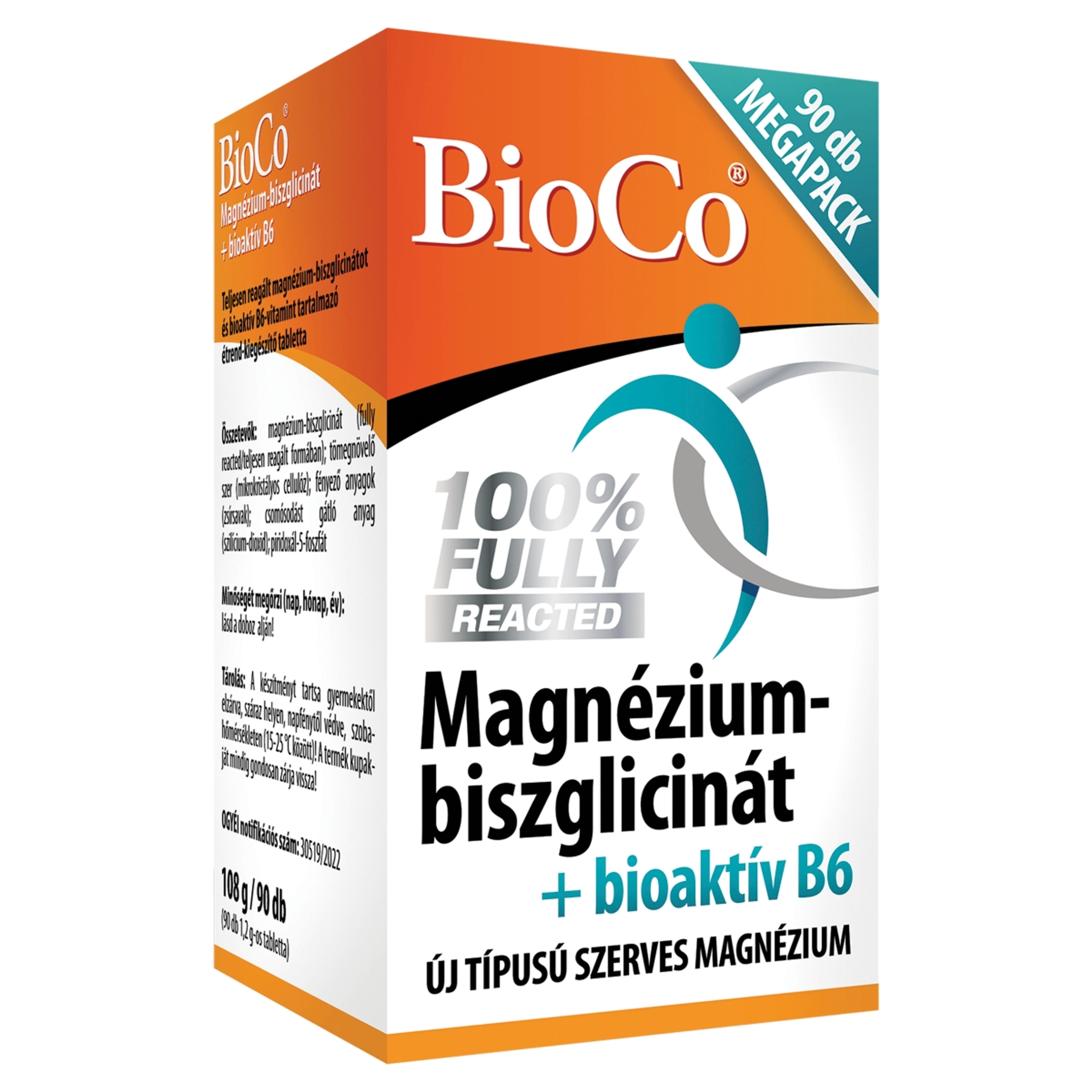 BioCo Magnézium-biszglicinát + bioaktív B6-vitamin étrend-kiegészítő tabletta - 90 db-2