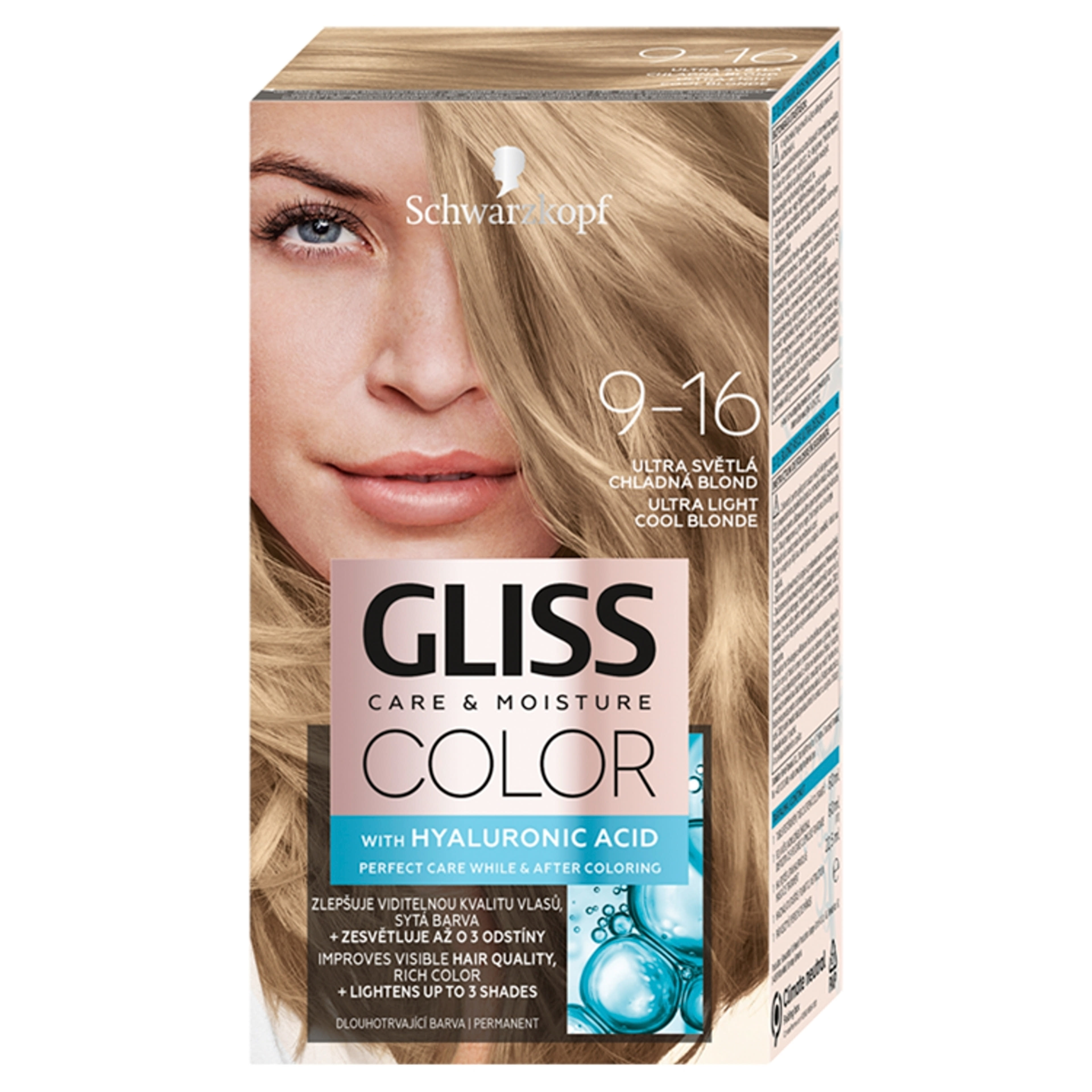 Schwarzkopf Gliss Color tartós hajfesték, 9-16 ultravilágos hűvösszőke - 1 db