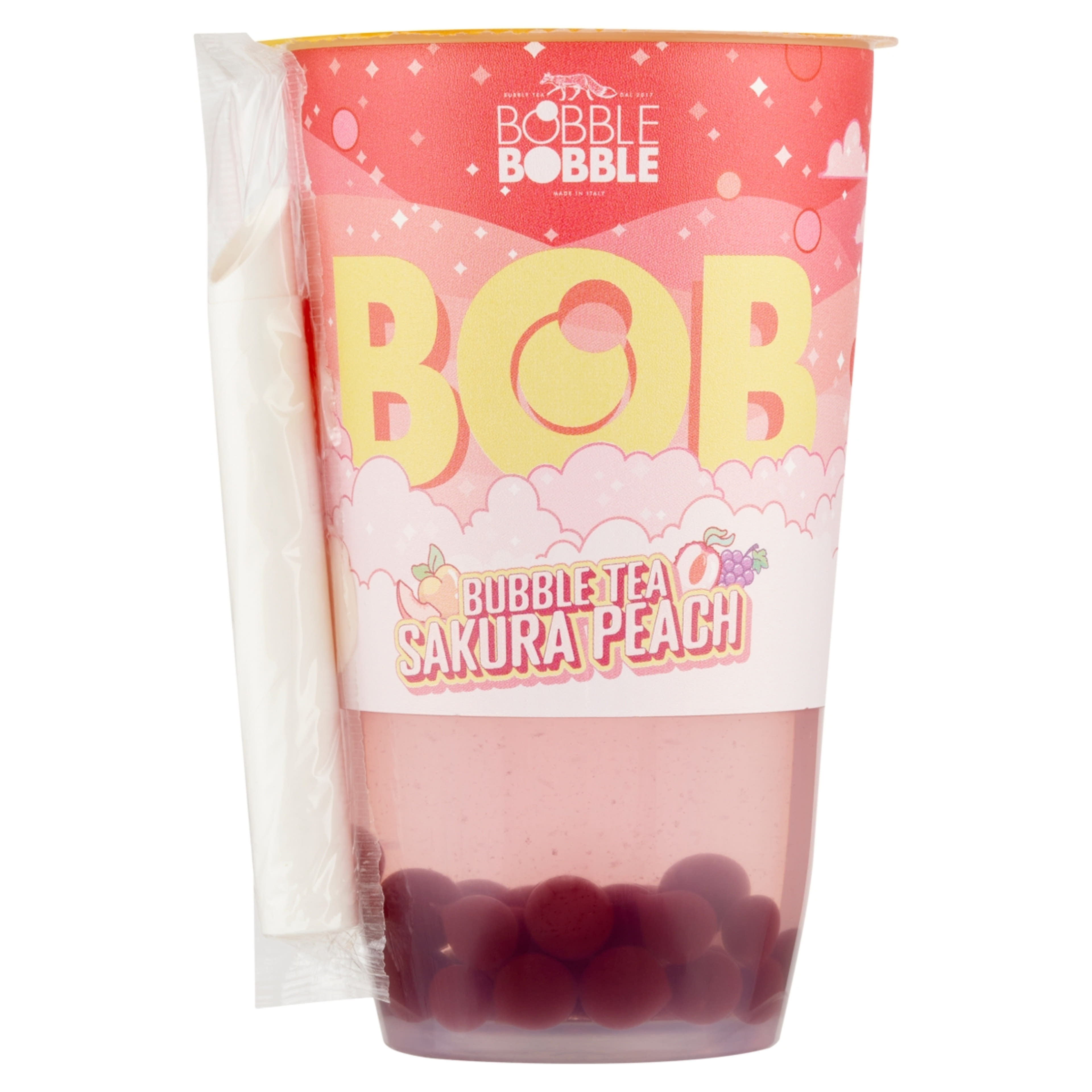 Bob Sakura Bubble Tea zöld tea barack- és licsilével, szőlőlét tartalmazó italgyöngyökkel - 360 ml-1