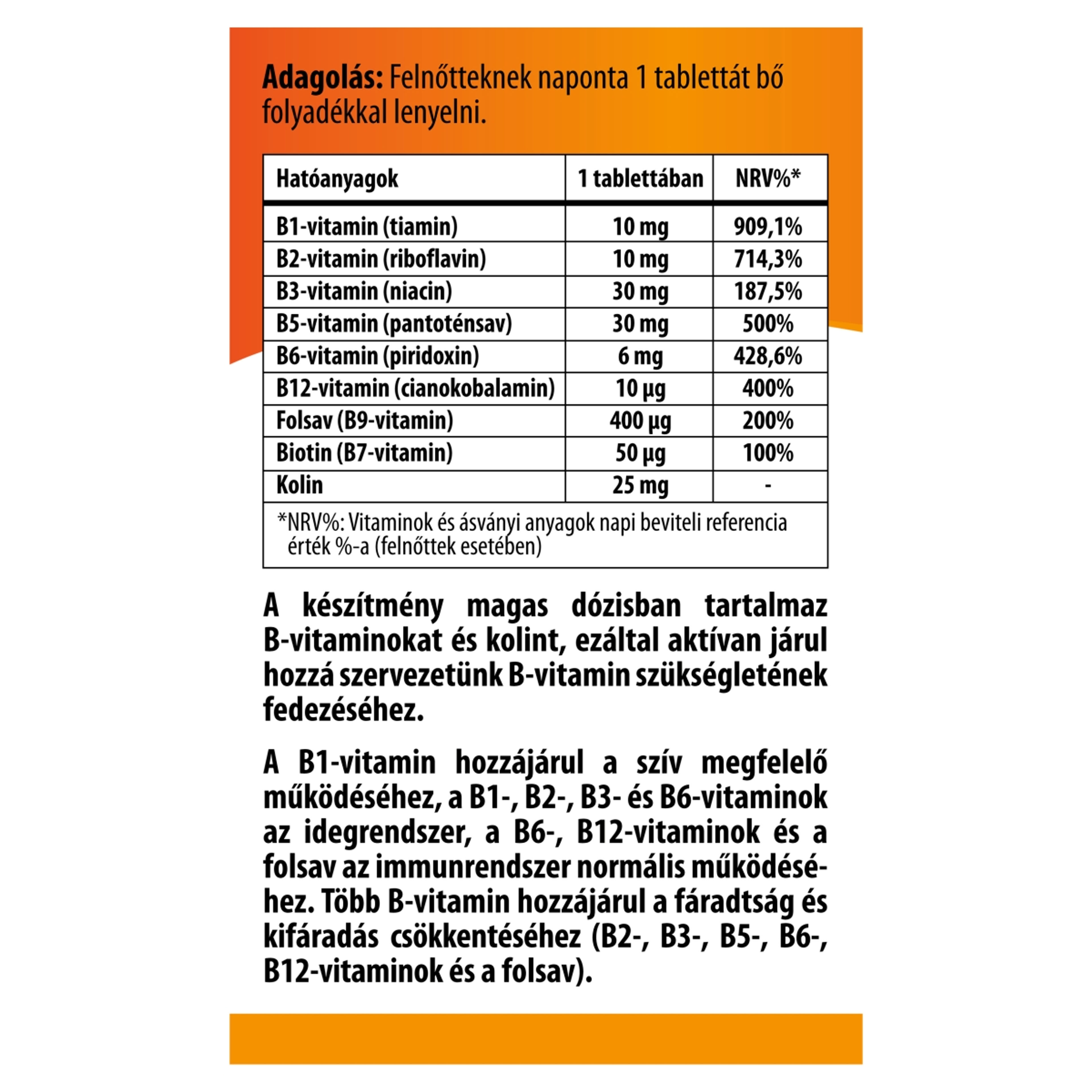Bioco B-vitamin komplex forte étrend-kiegészítő tabletta - 100 db-2