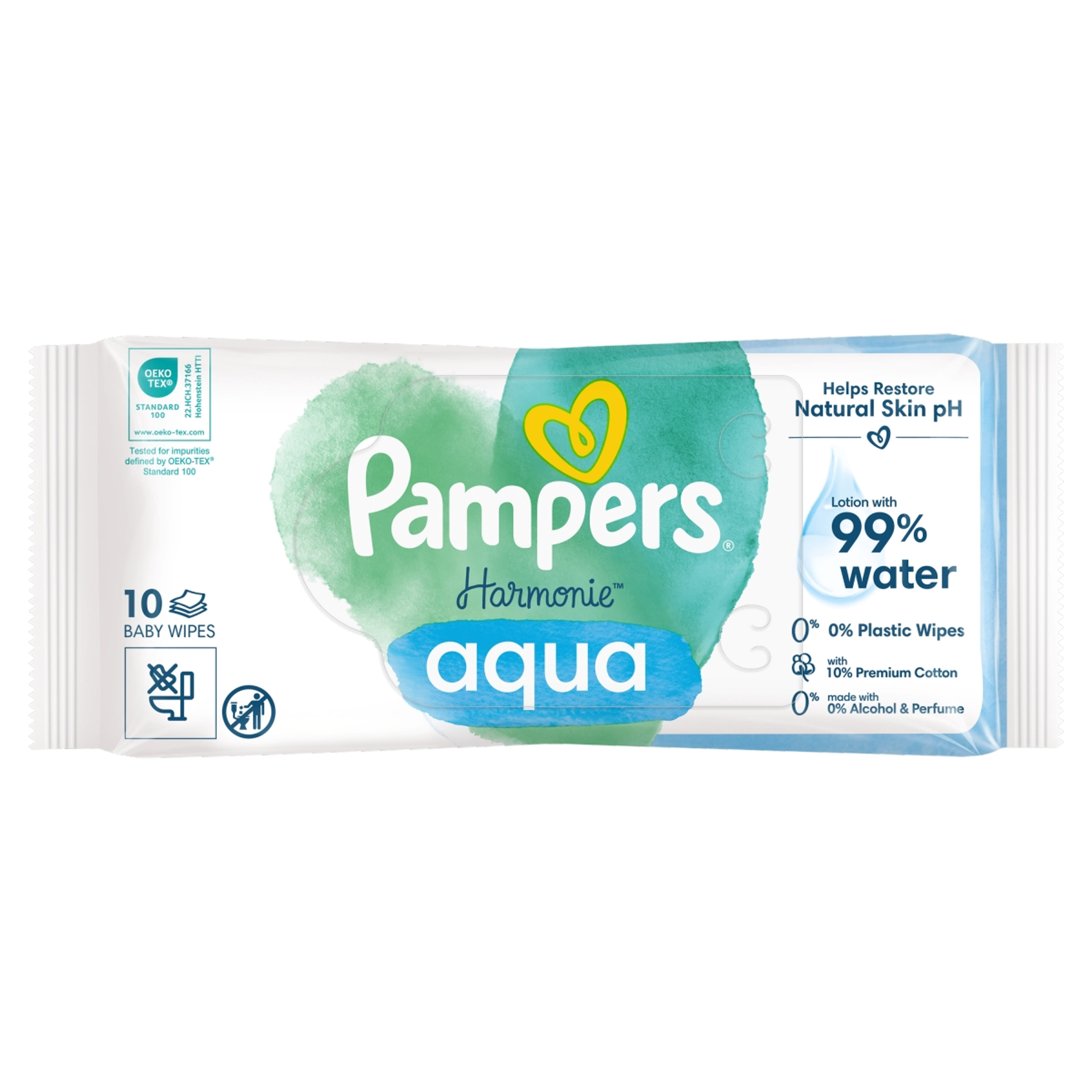 Pampers Harmonie Aqua nedves törlőkendő, műanyagmentes - 10 db-1