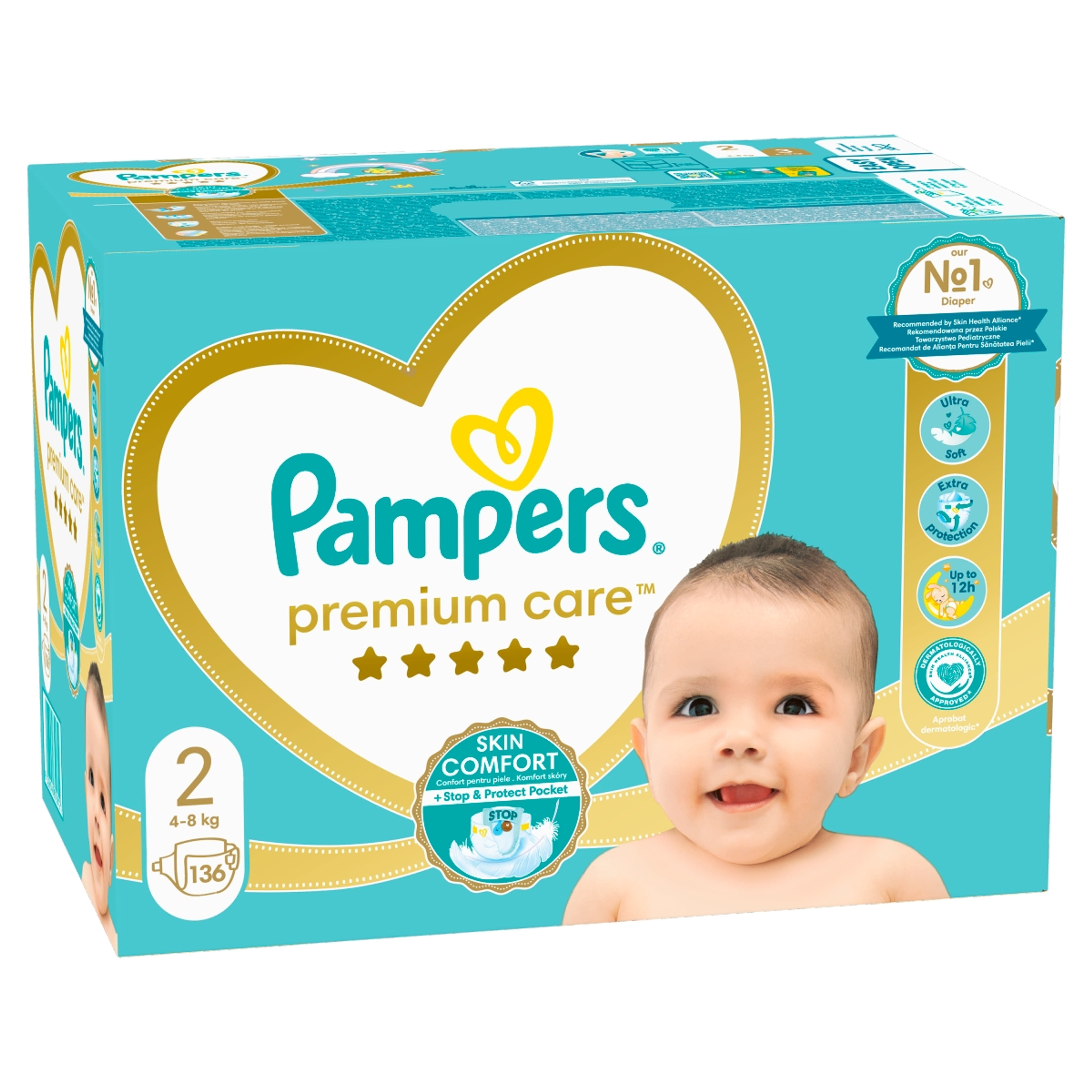 Pampers Premium Care pelenka, 2-es méret 4-8 kg - 136 db-2