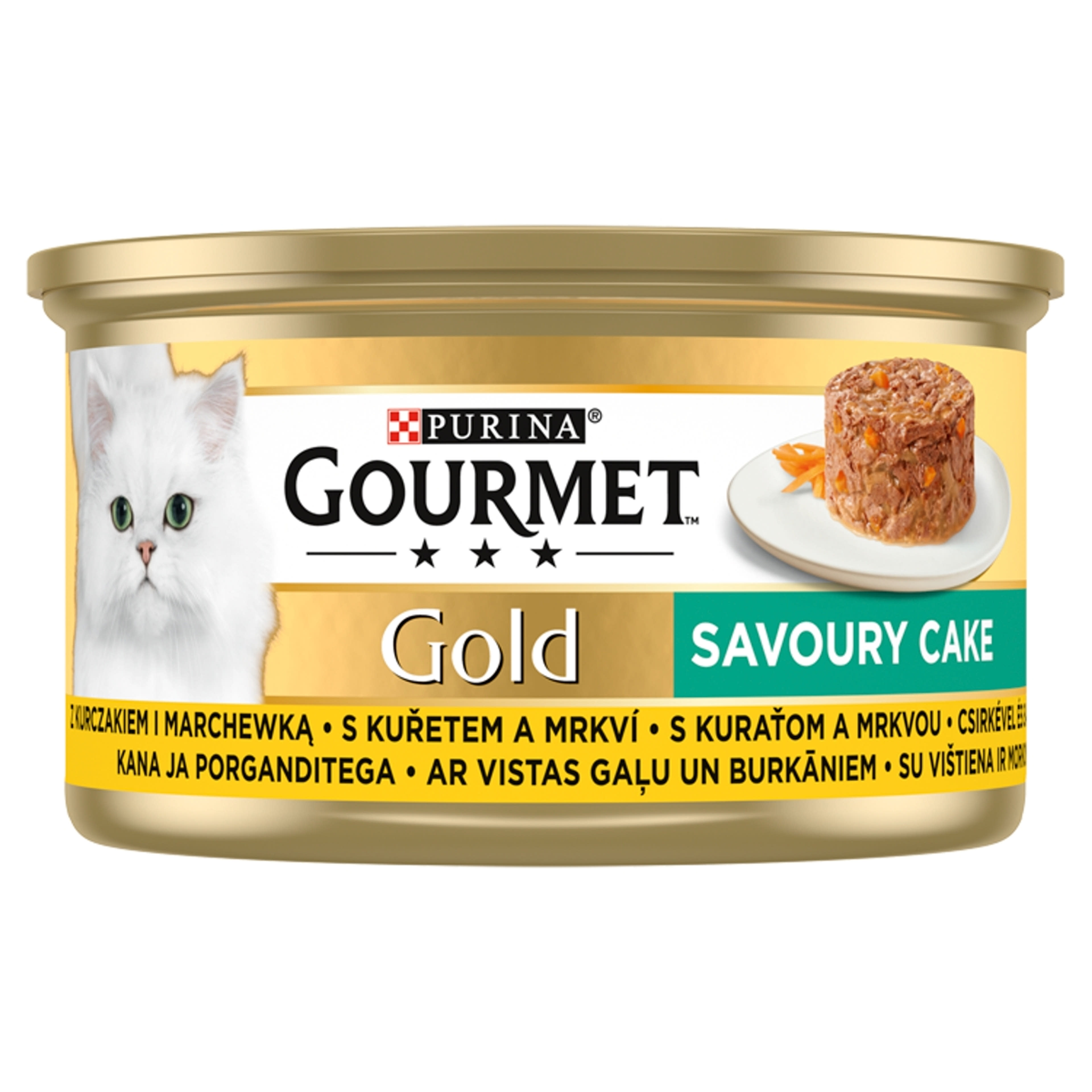 Gourmet Gold felnőtt teljes értékű konzerv macskáknak, csirkével és sárgarépával - 85 g