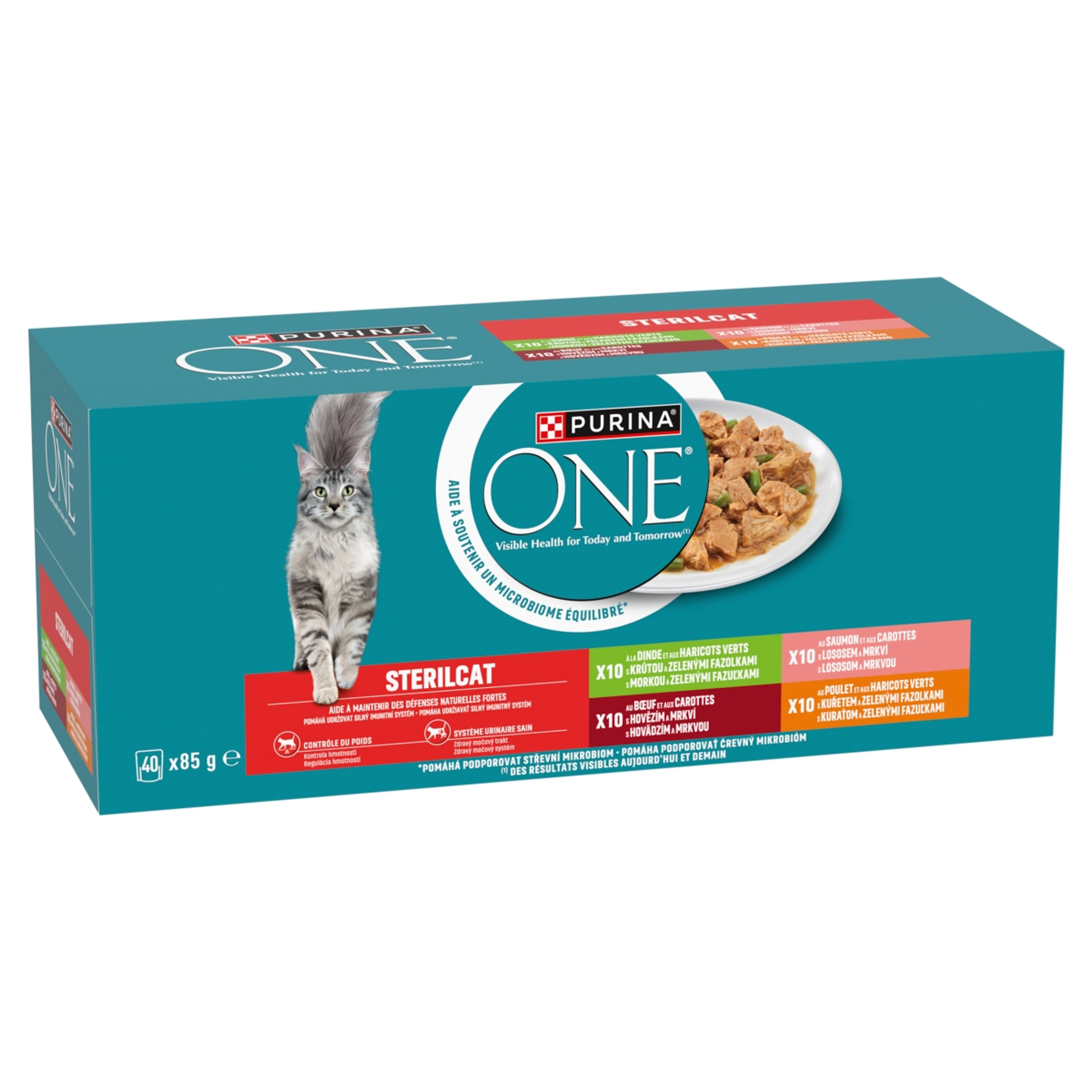 Purina One Sterilcat marhával/lazaccal/pulykával/csirkével nedves macskaeledel 40 x 85 g - 3400 g-2