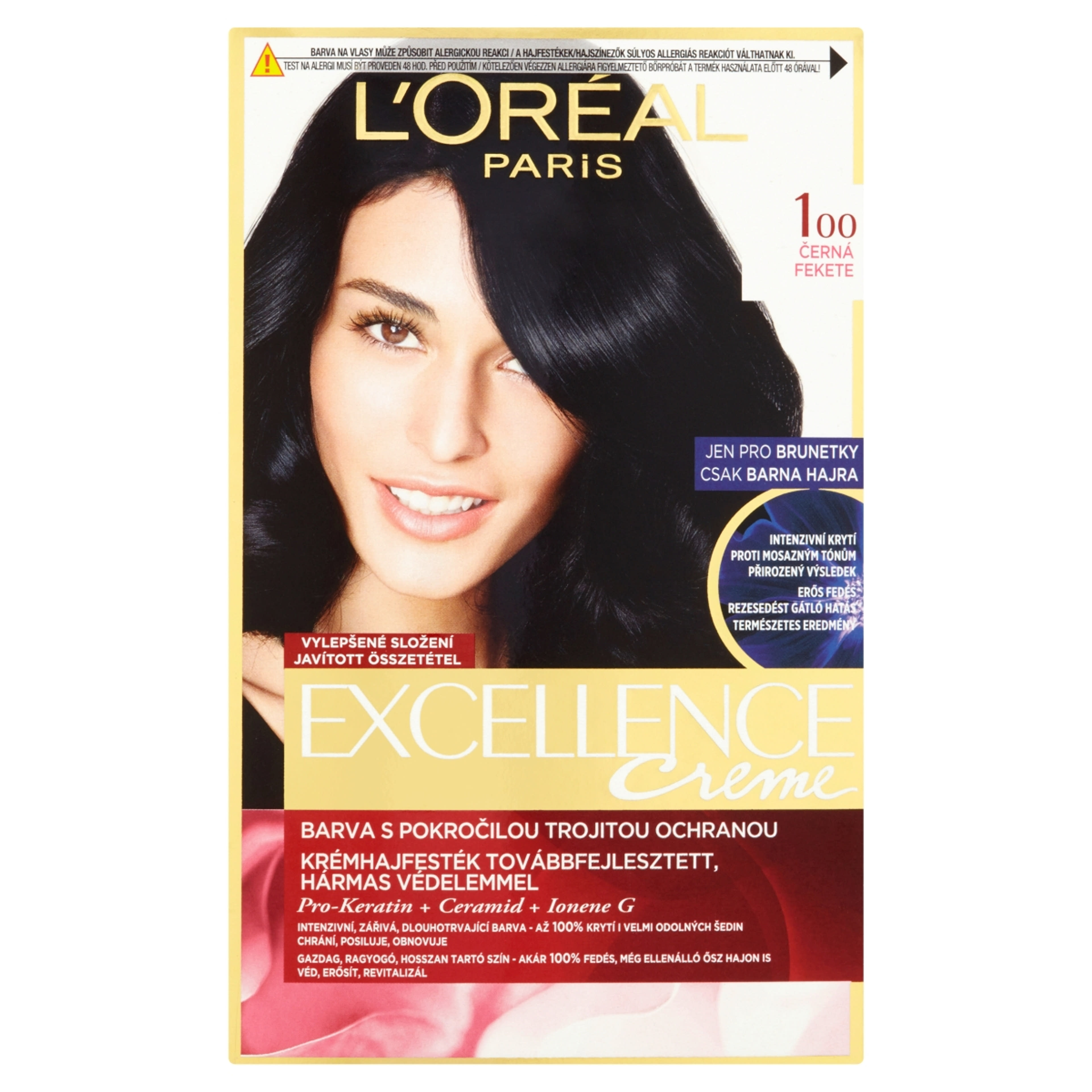 L'Oréal Paris Excellence krémes, tartós hajfesték 100 fekete - 1 db