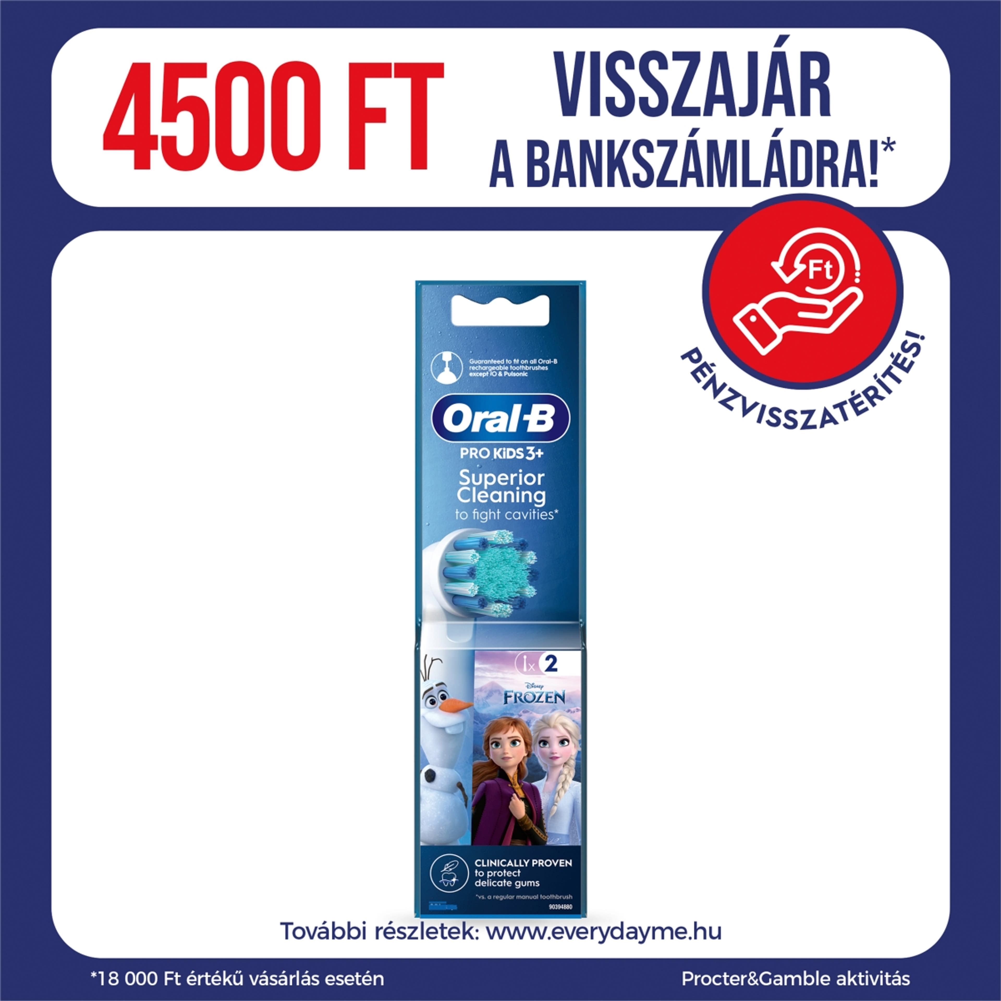 Oral B Kids Frozen extra soft elektromos fogkefe pótfej - 2 db-1