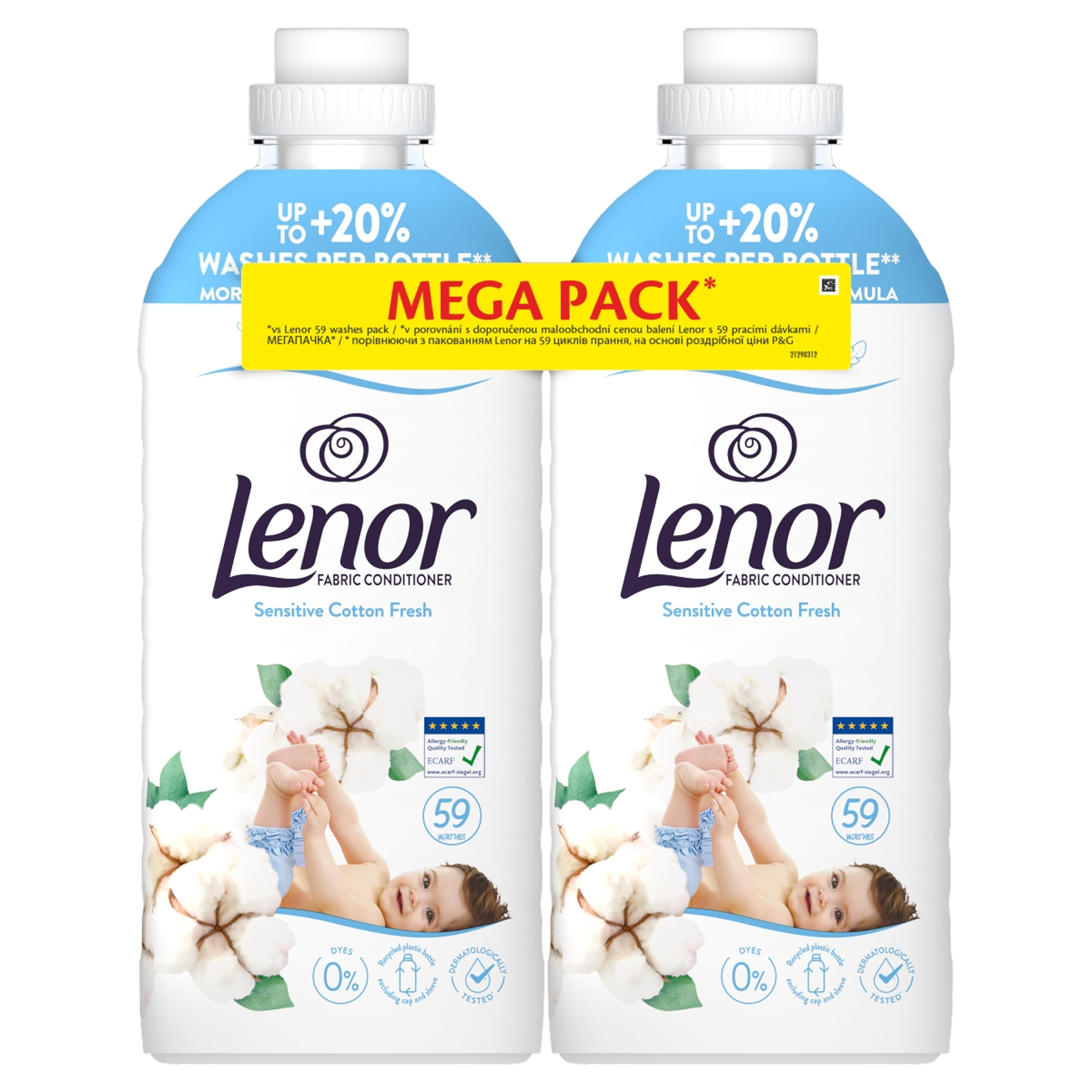 Lenor Sensitive Cotton Fresh öblítő duo 118 mosáshoz - 2478 ml-1