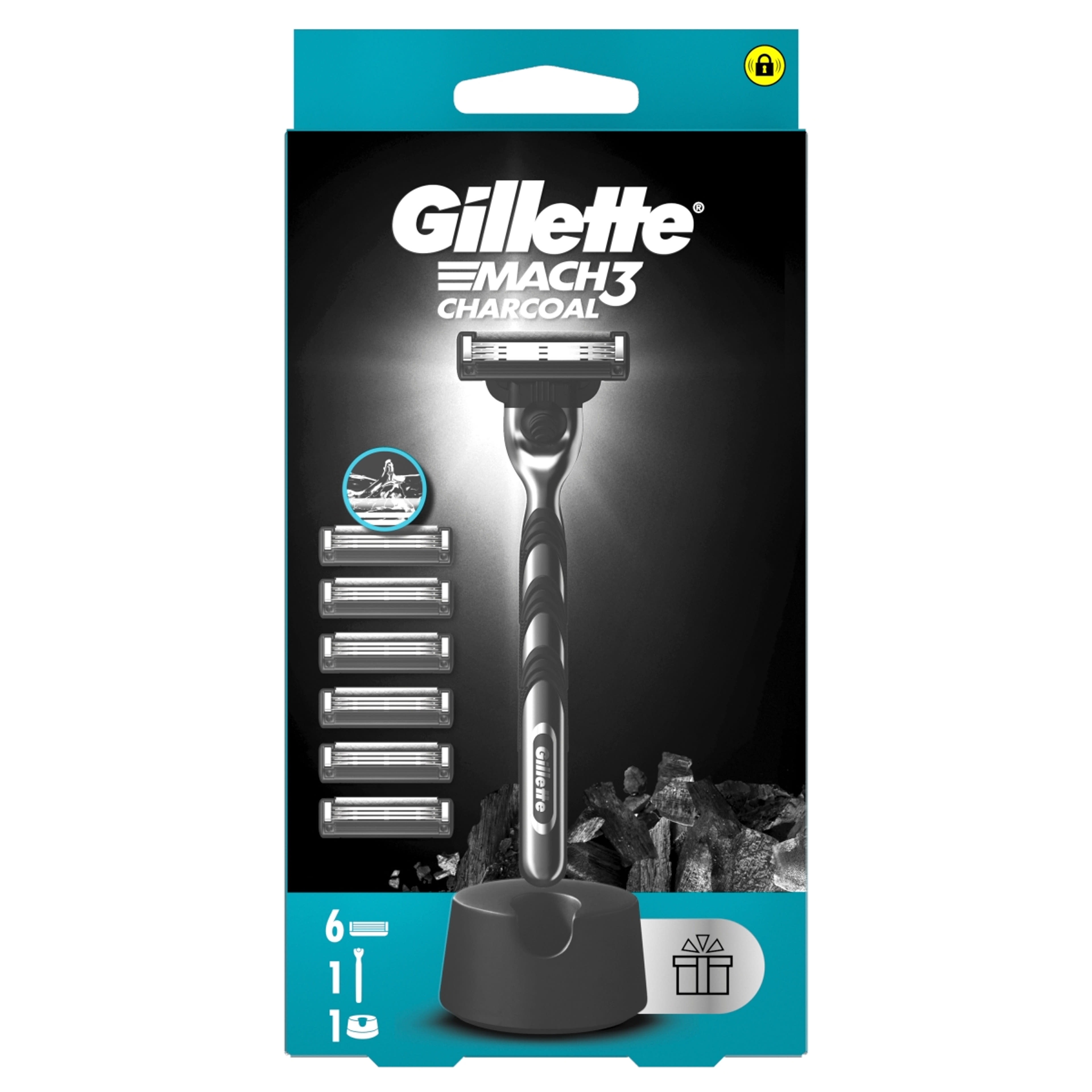 Gillette Mach3 Charcoal férfi borotva készülék 6 db borotvabetéttel - 1 db-1