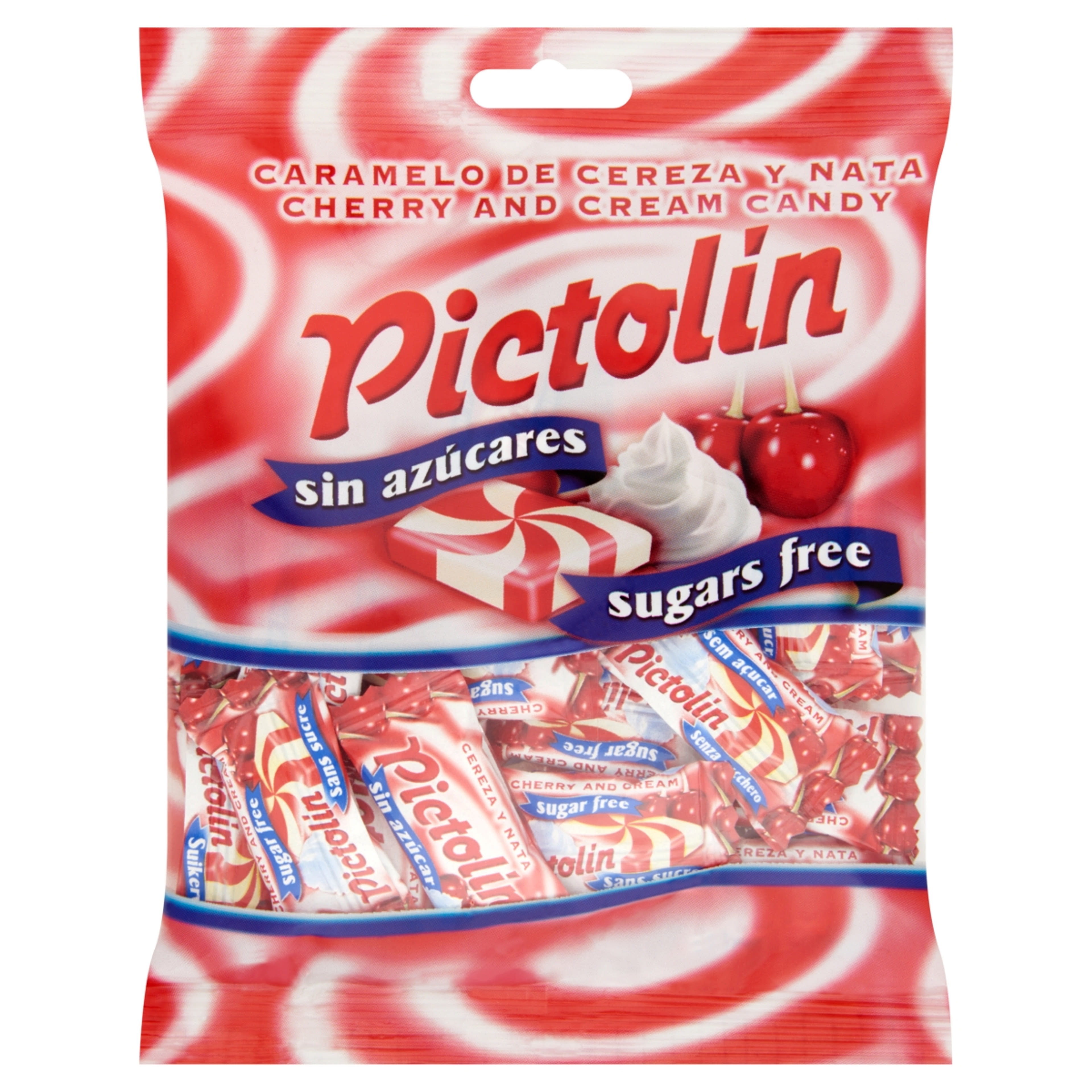 Intervan Pictolin cseresznye ízesítésű, tejszínes cukormentes cukorka édesítőszerrel - 65 g