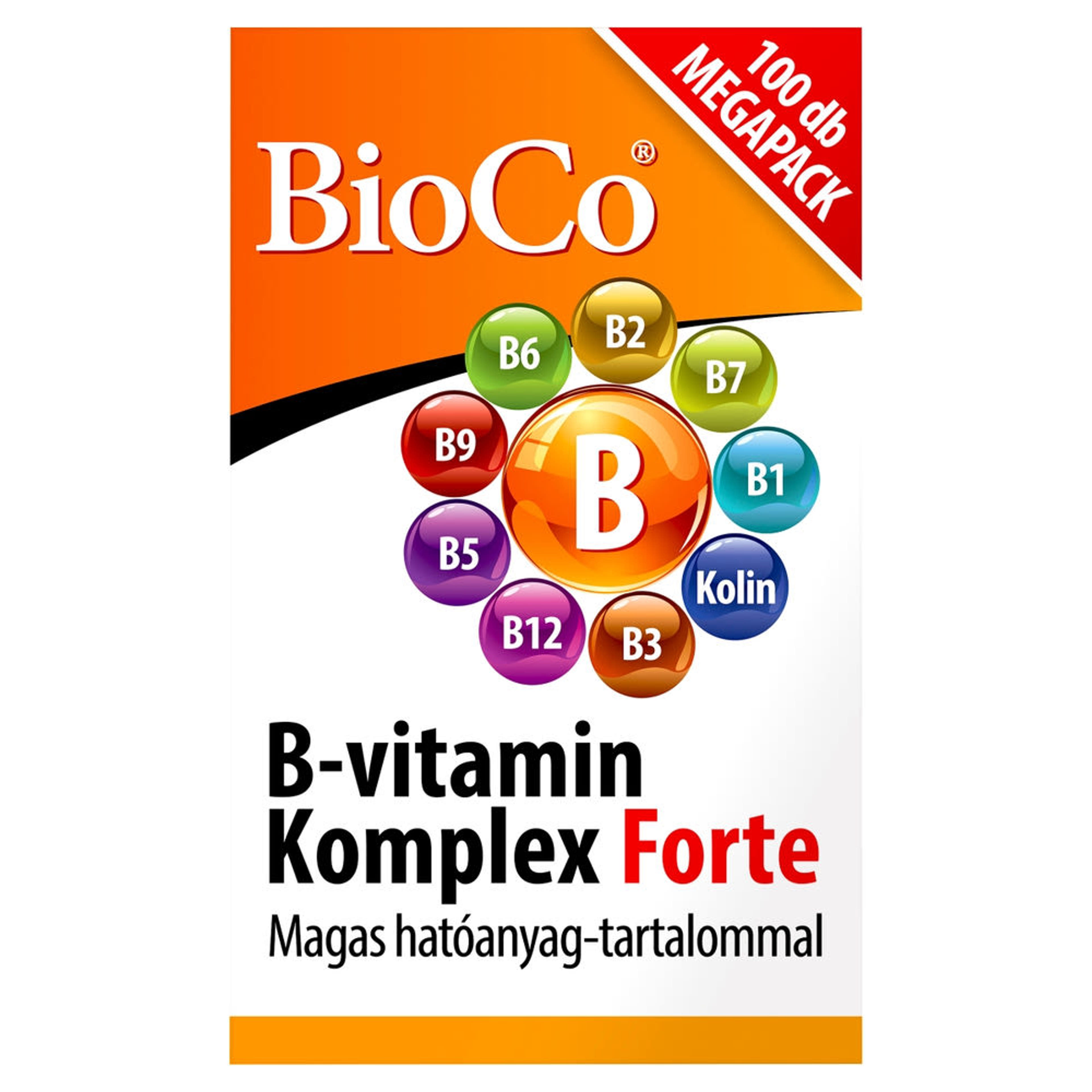 BioCo B-vitamin Komplex Forte étrend-kiegészítő tabletta - 100 db
