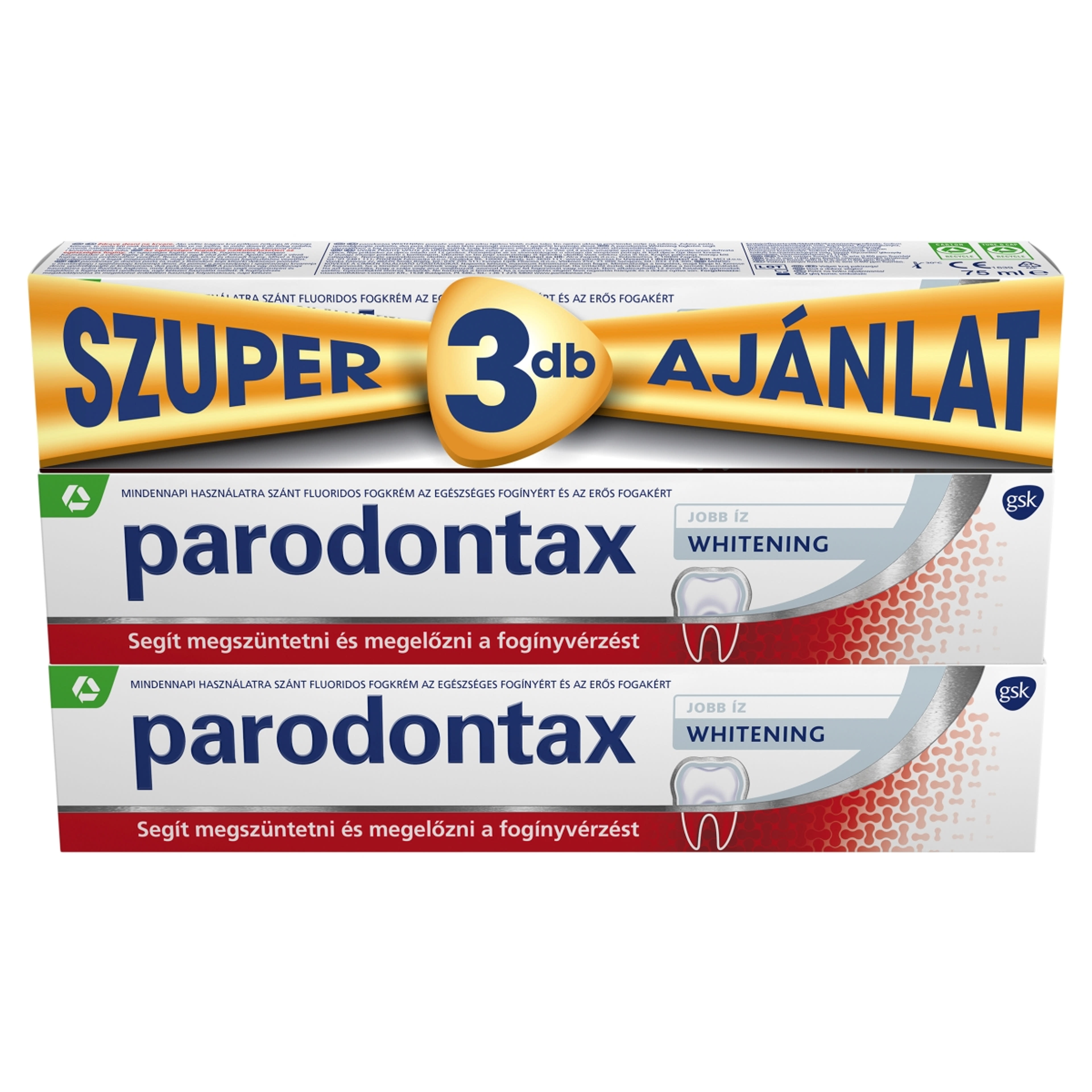 Paradontax Whitening fogkrém Triopack 3x75 ml - 225 ml