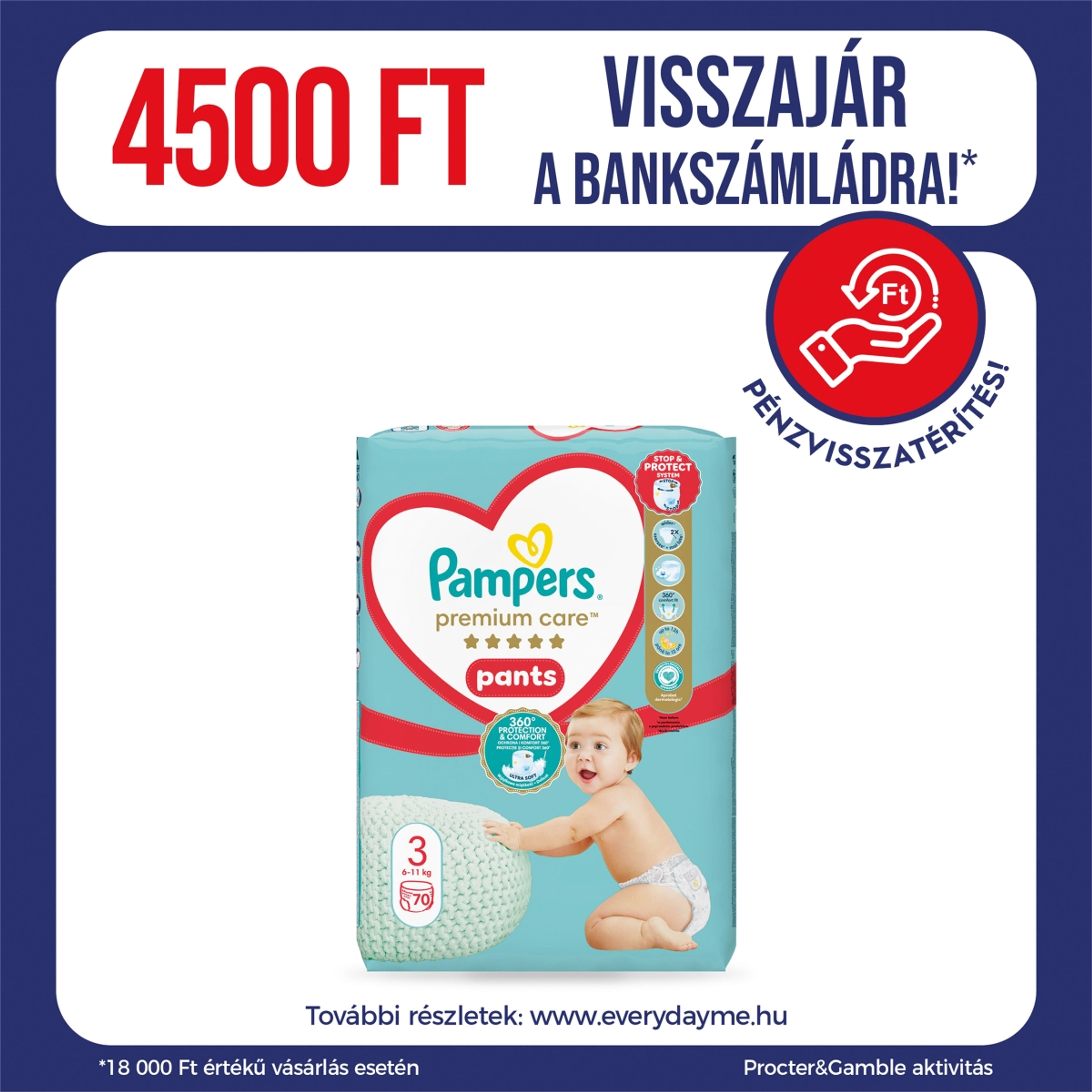 Pampers Premium Care Pants 3-as 6-11 kg - 70 db