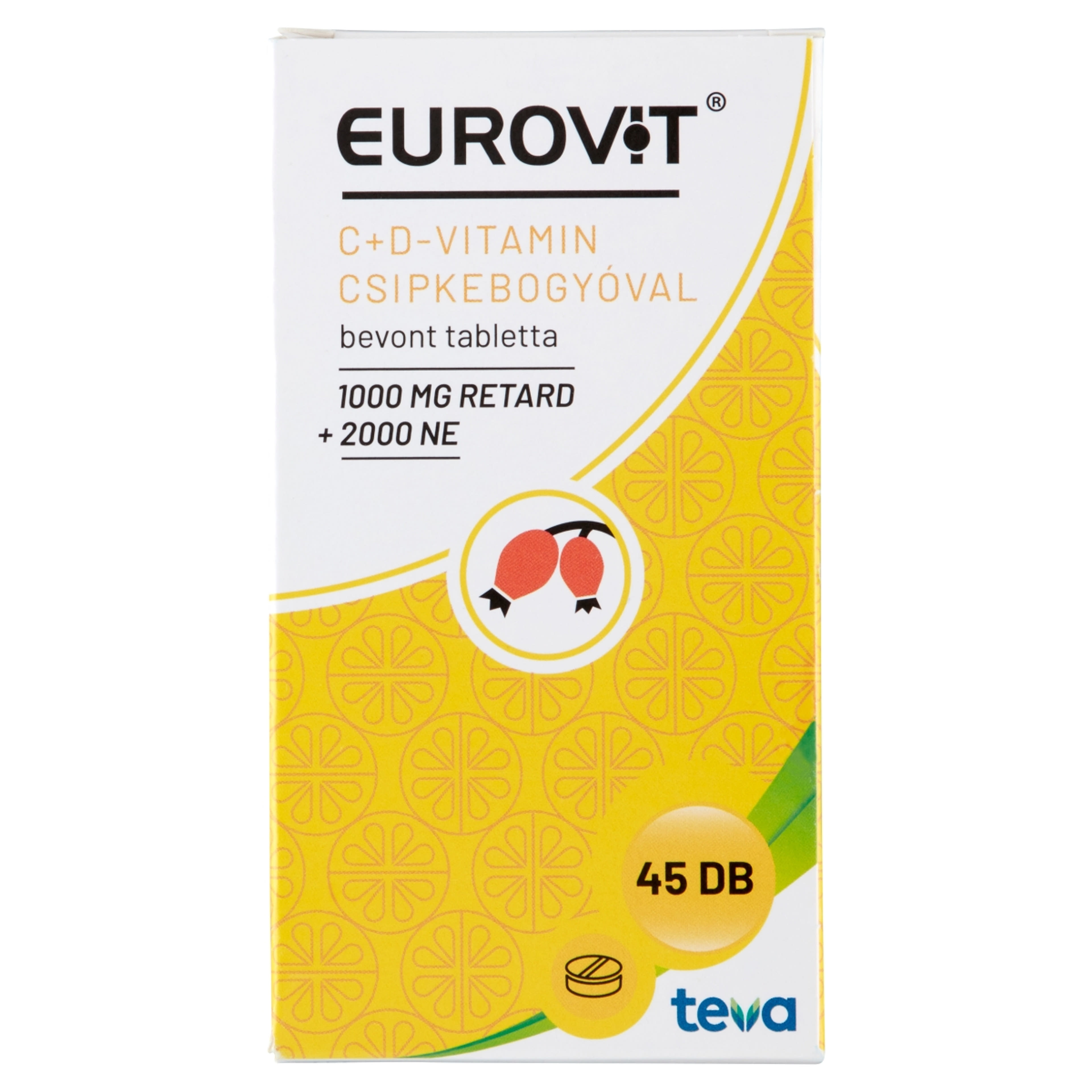 Eurovit C+D vitamin bevont tabletta csipkebogyóval - 45 db-1