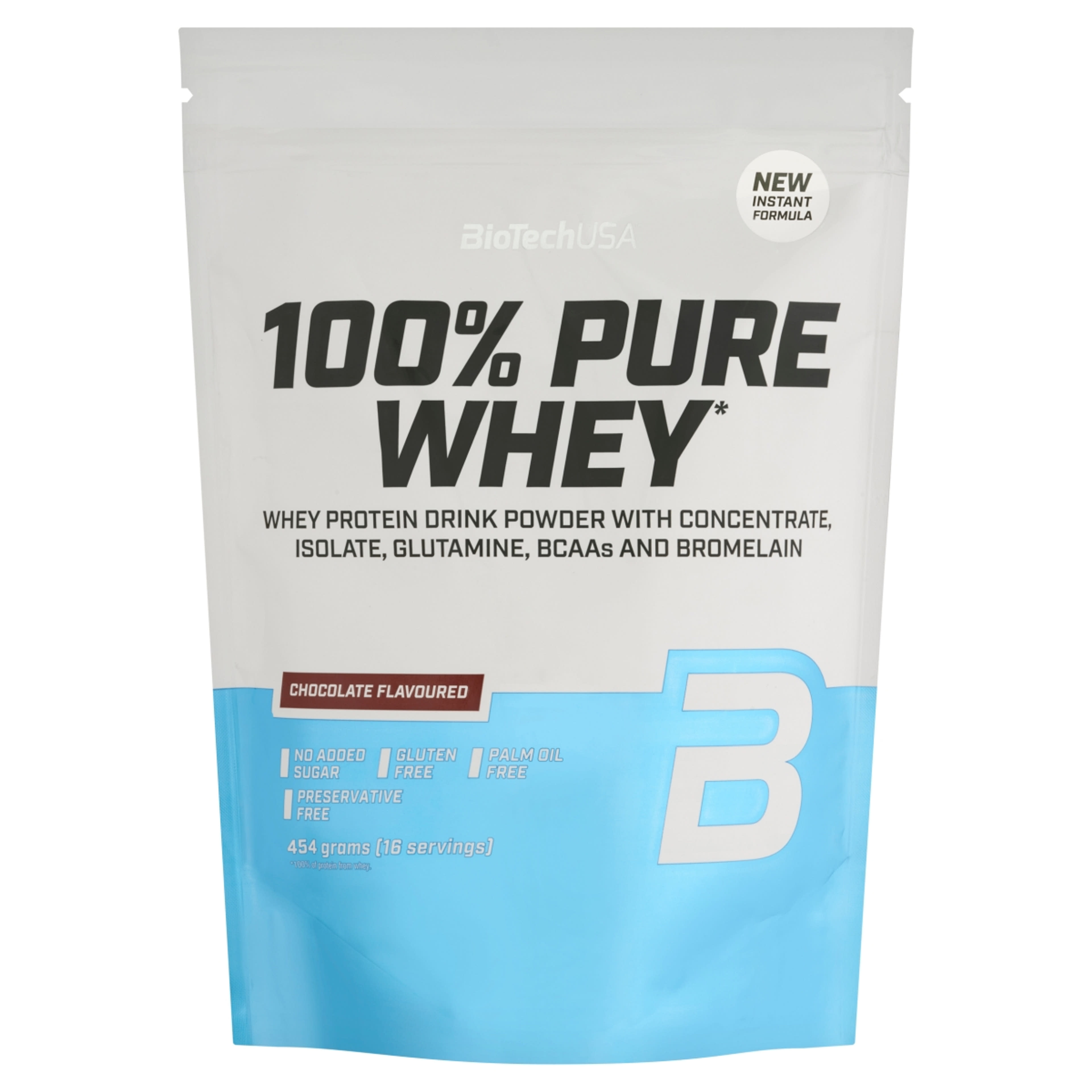 BioTechUSA 100% Pure Whey Csokoládé ízű fehérjepor - 454 g-1