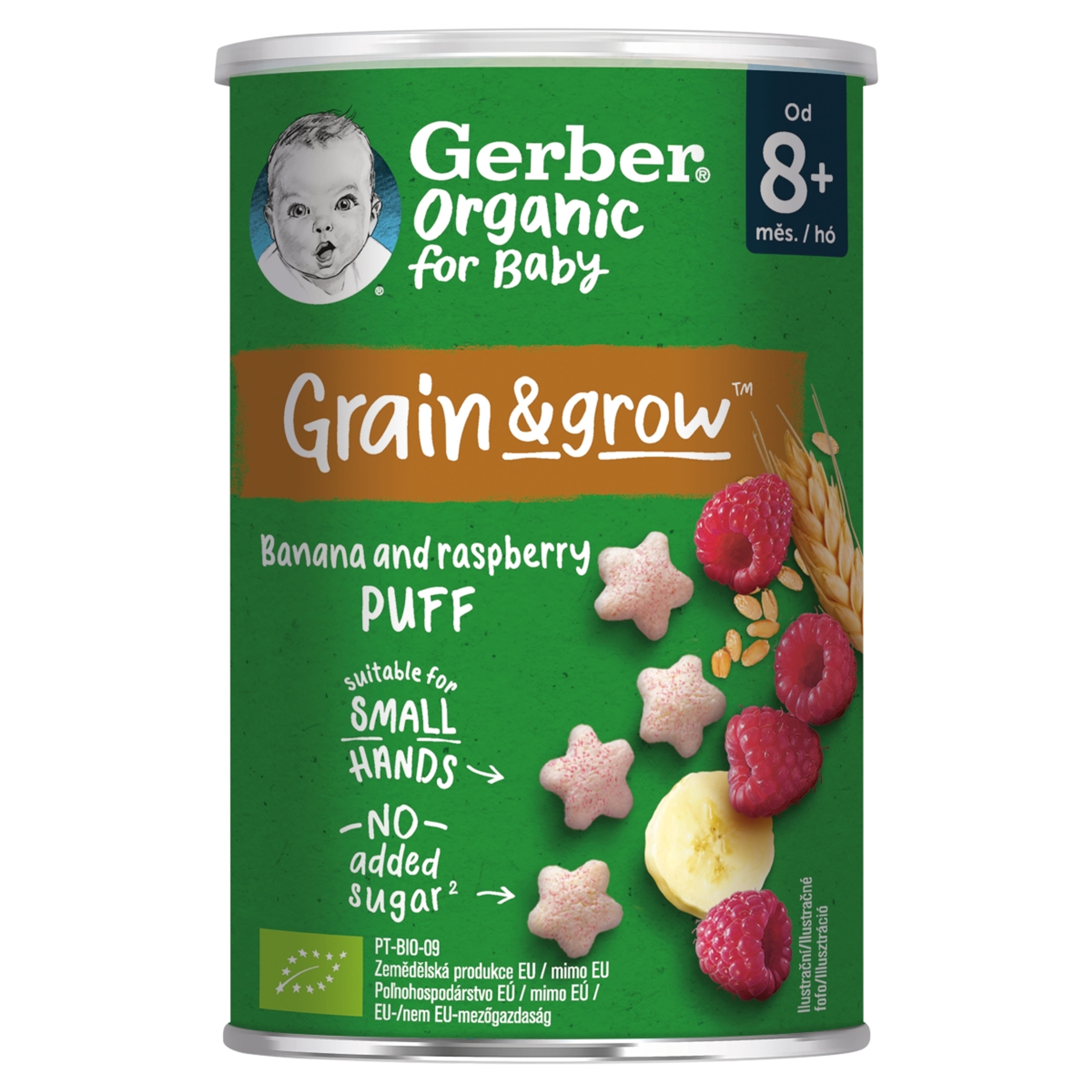 Gerber Organic banános és málnás bio gabonasnack 8 hónapos kortól - 35 g