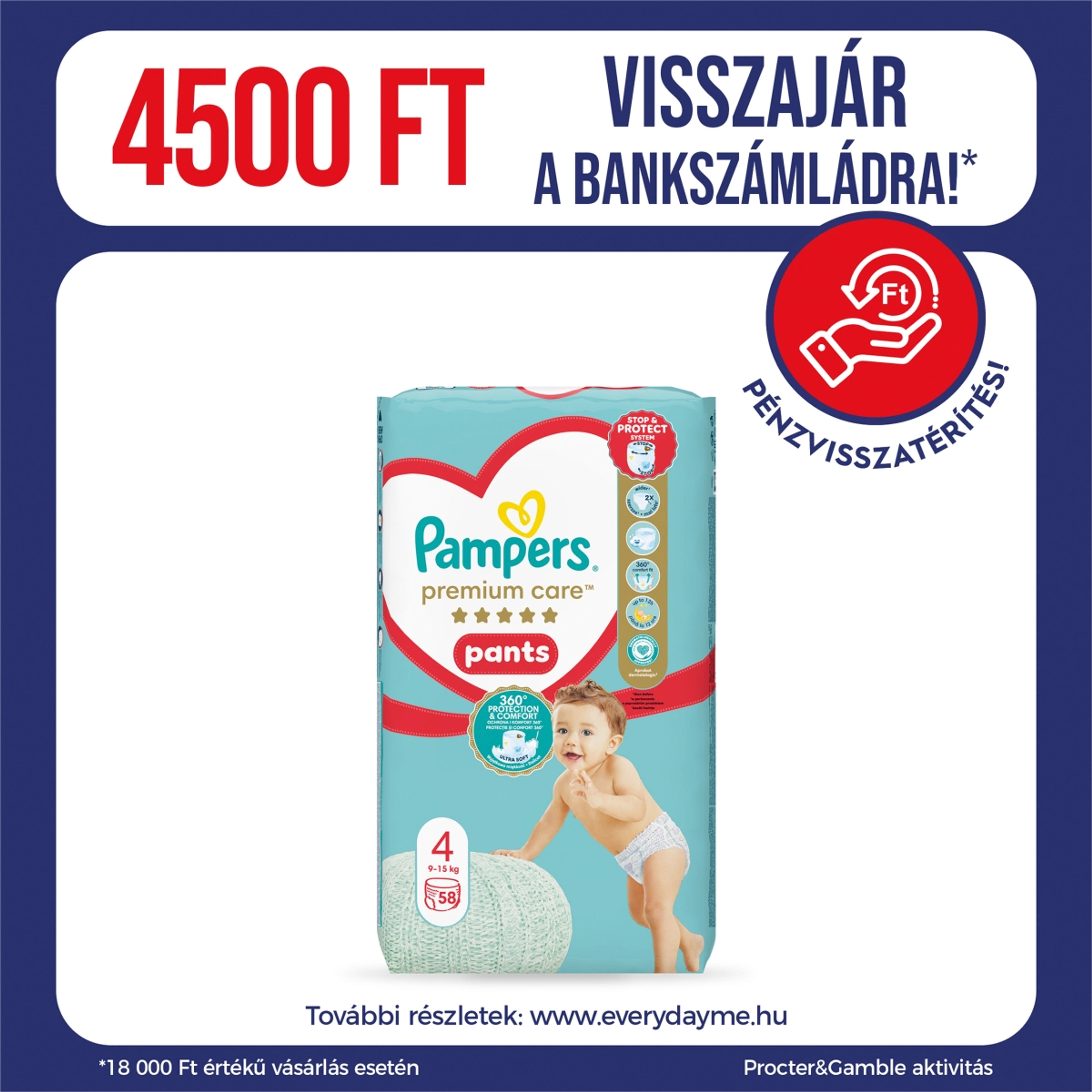 Pampers Premium Care Pants 4-es 9-15 kg - 58 db