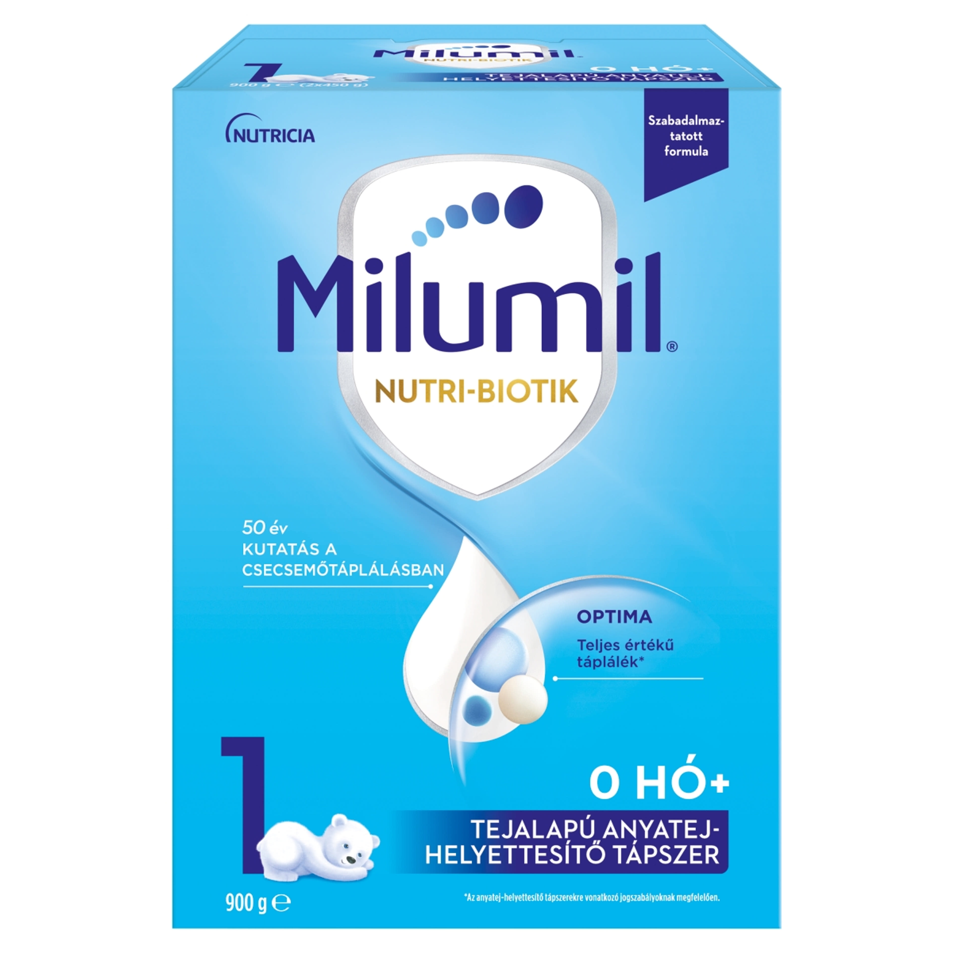 Milumil 1 Optima anyatej-helyettesítő tápszer 0 hónapos kortól - 900 g