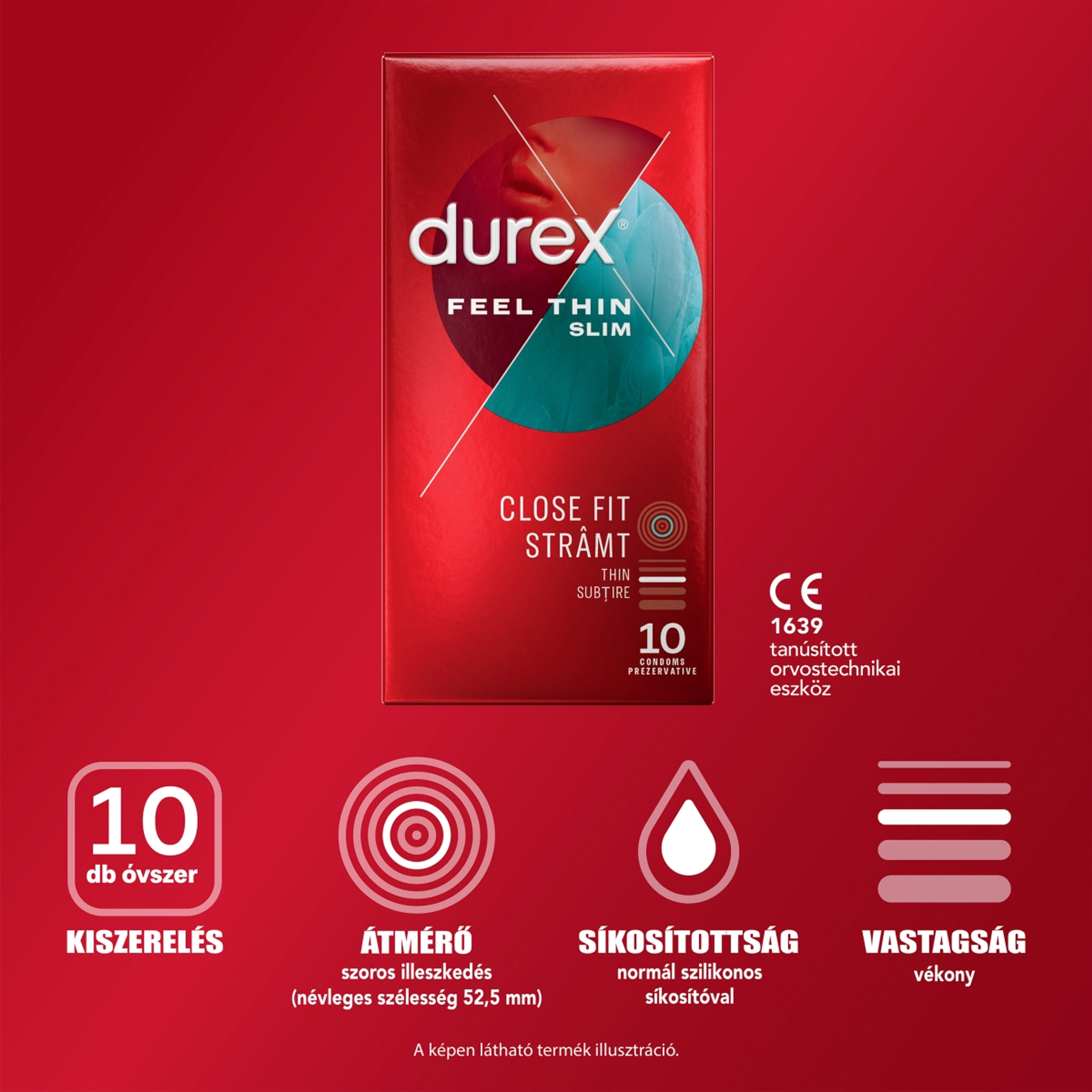 Durex Feel Thin Slim Fit óvszer - 10 db-4