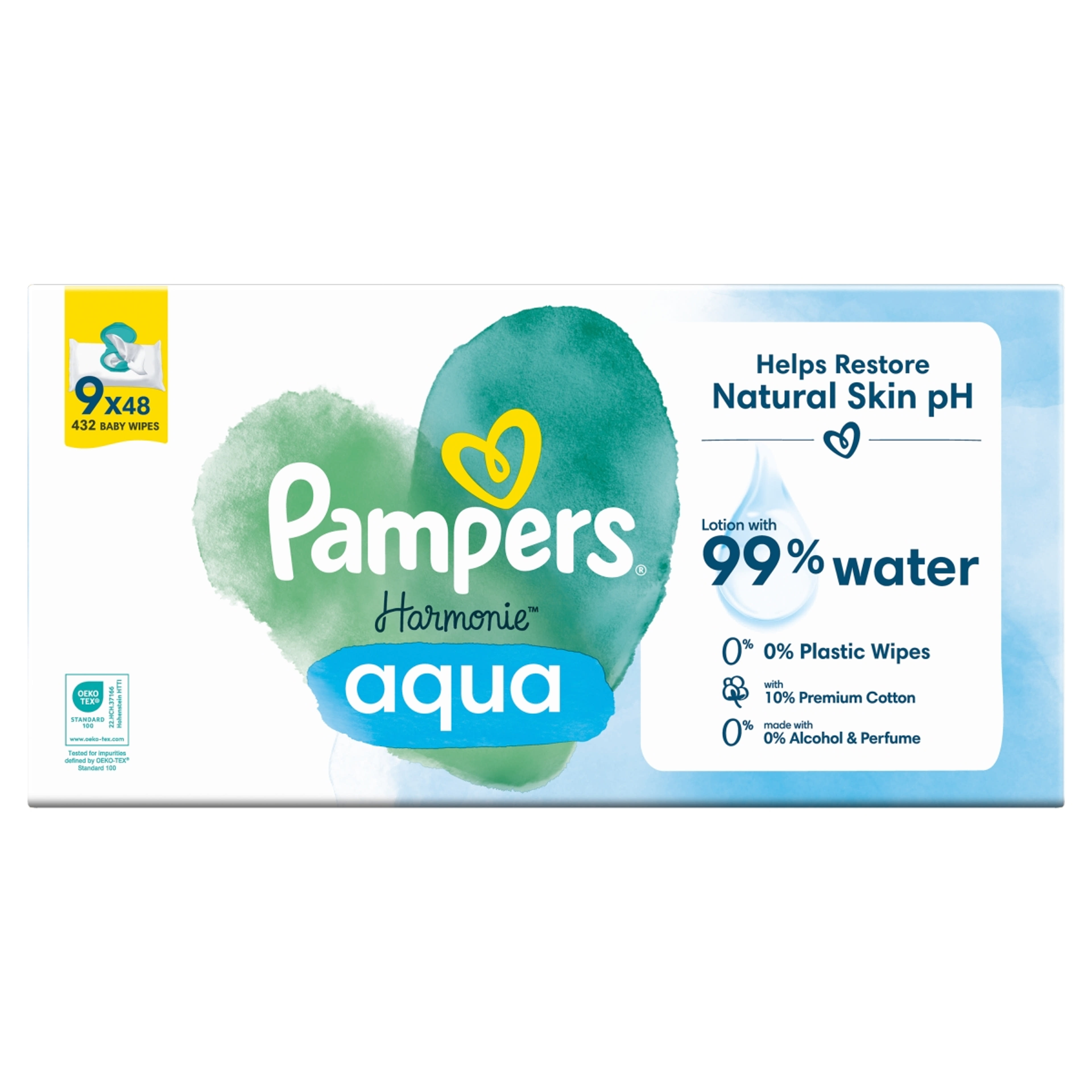 Pampers Harmonie Aqua nedves törlőkendő 9x 48 db - 432 db-1