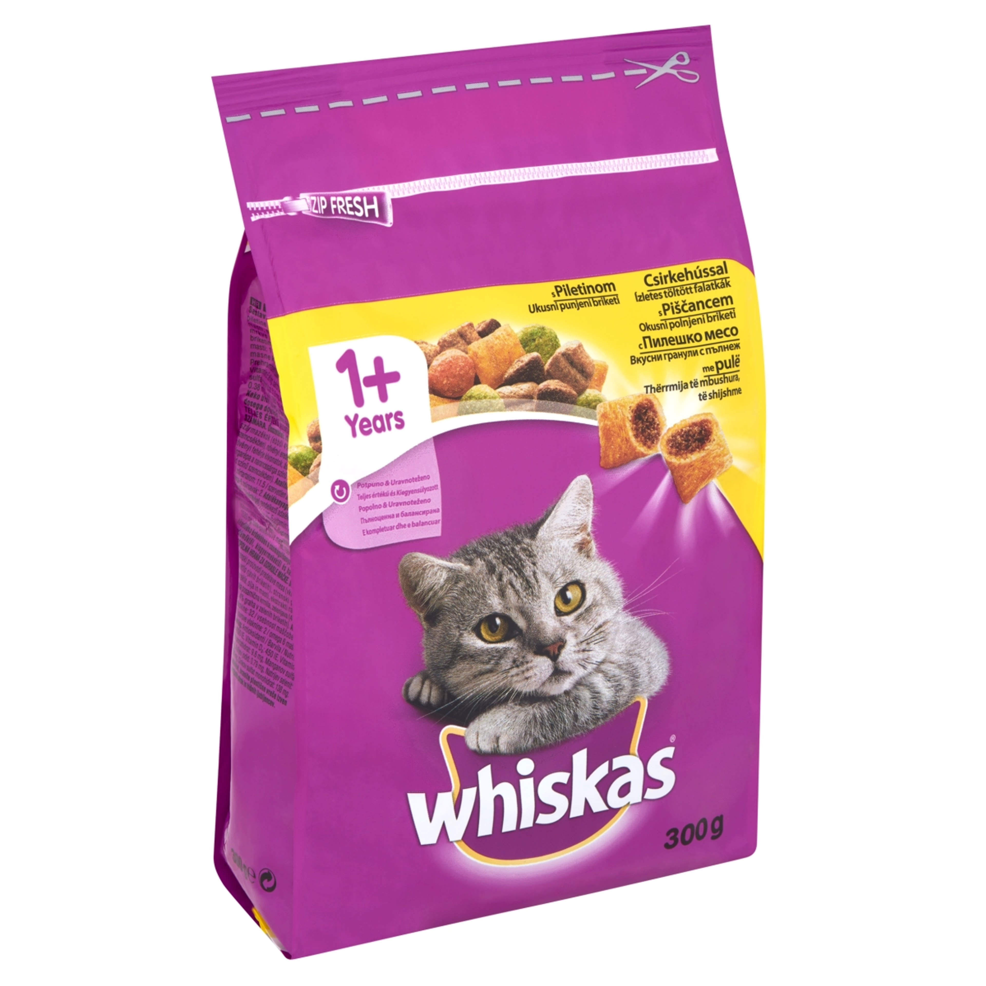 Whiskas felnőtt teljes értékű szárazeledel macskáknak, csirkehússal és májas falatkákkal - 300 g-2