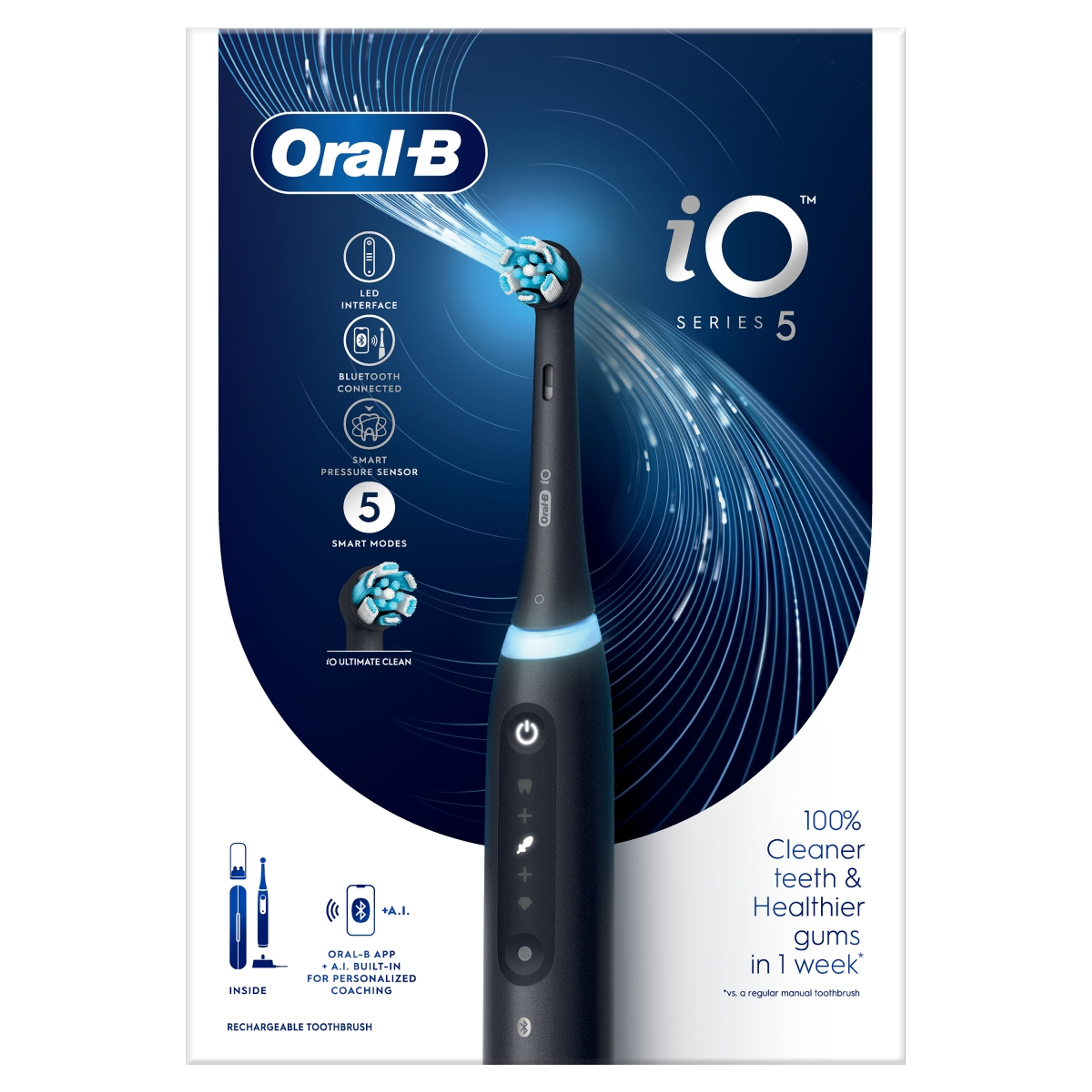 Oral-B iO 5 elektromos fogkefe, fekete - 1 db