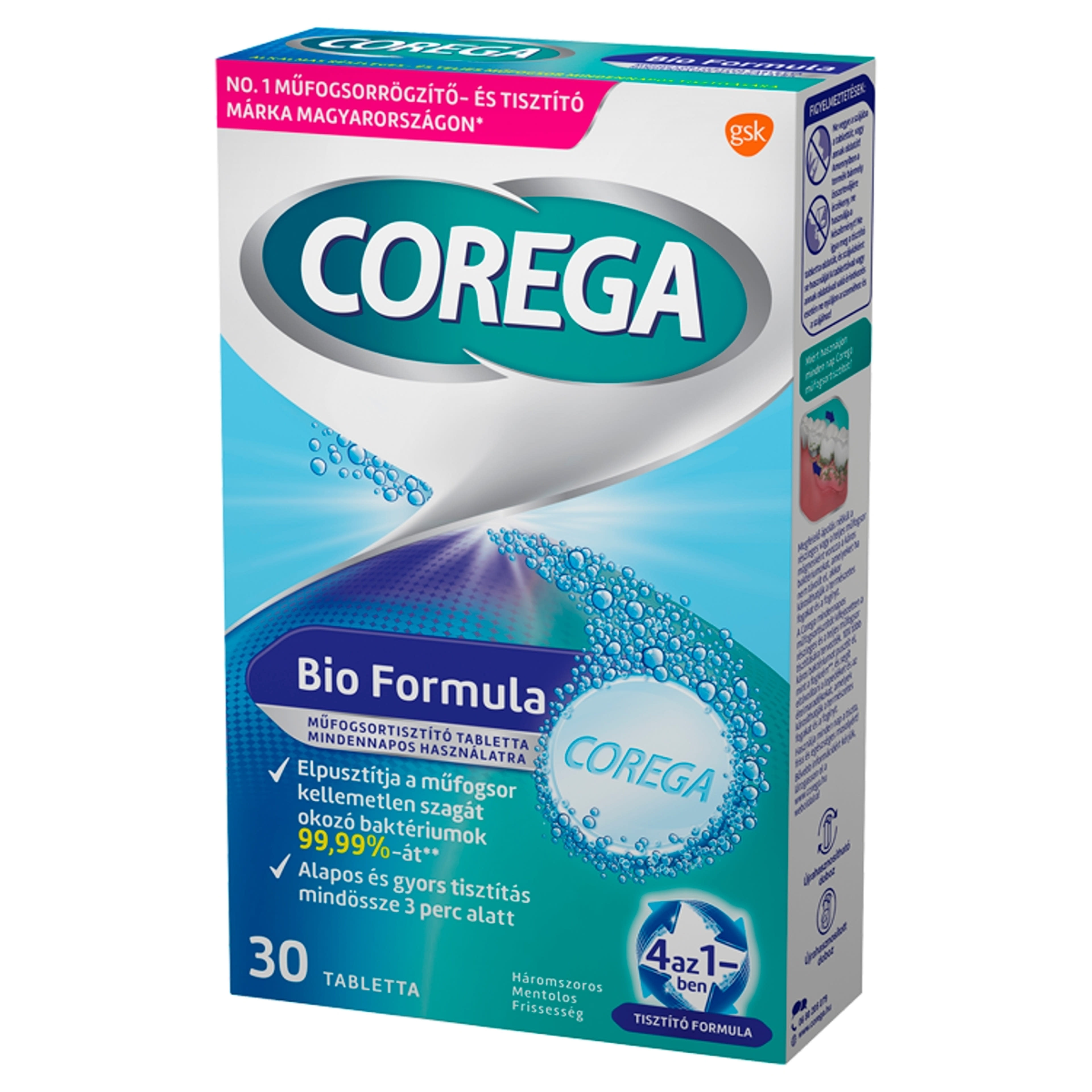 Corega Tabs Bio Formula műfogsor tisztító tabletta - 30 db-2