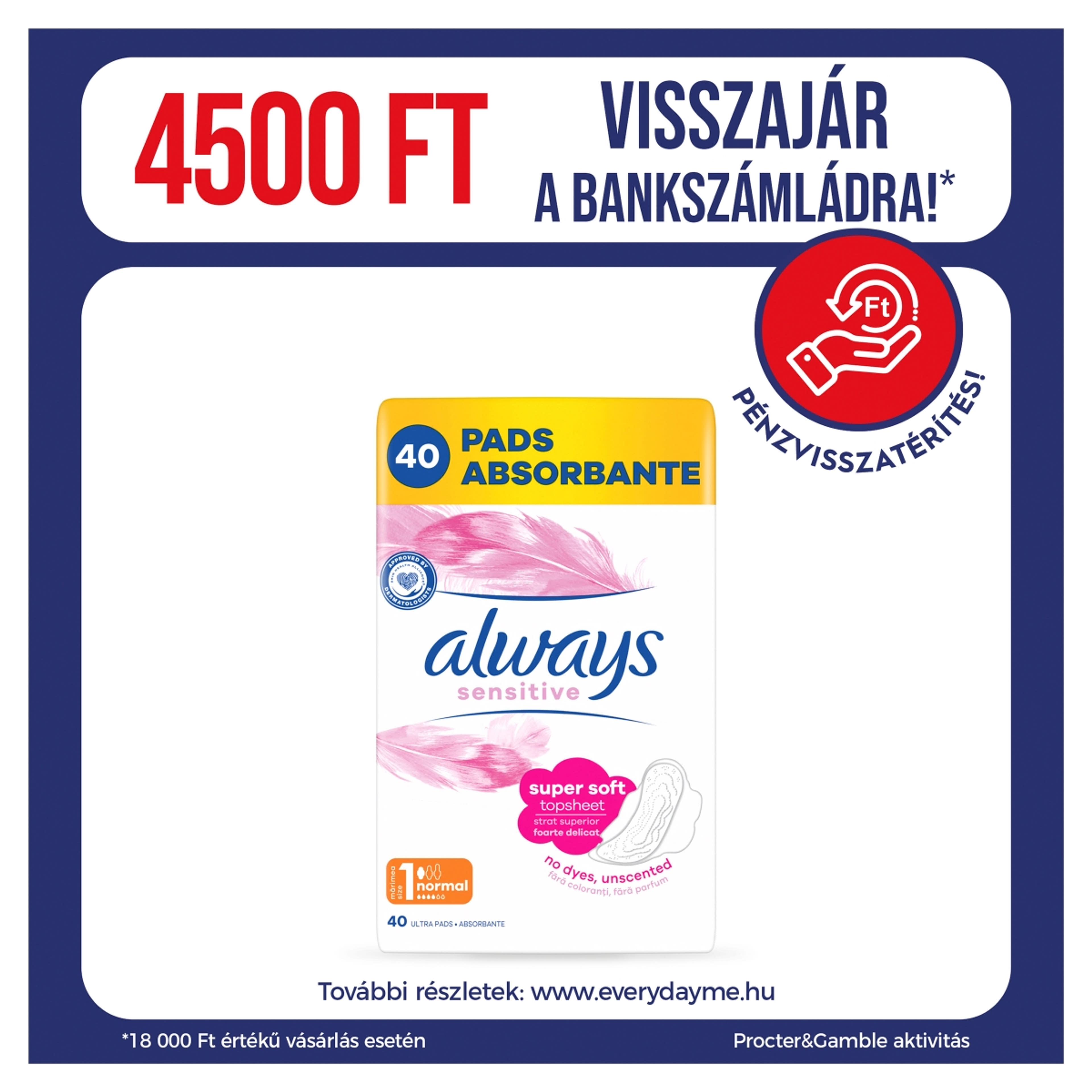 Always Ultra Sensitive Normal Plus egészségügyi betét -  40 db