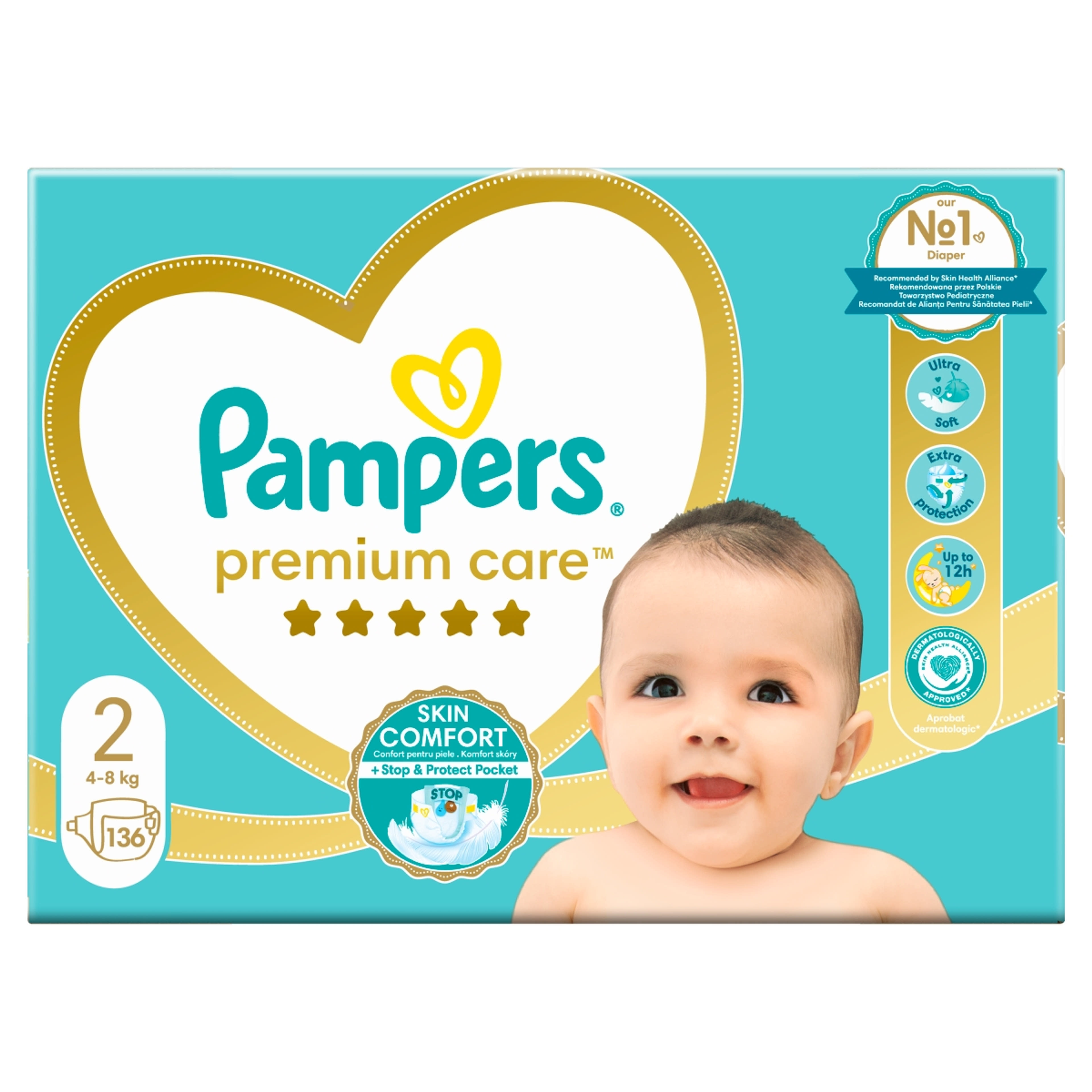 Pampers Premium Care pelenka, 2-es méret 4-8 kg - 136 db-1
