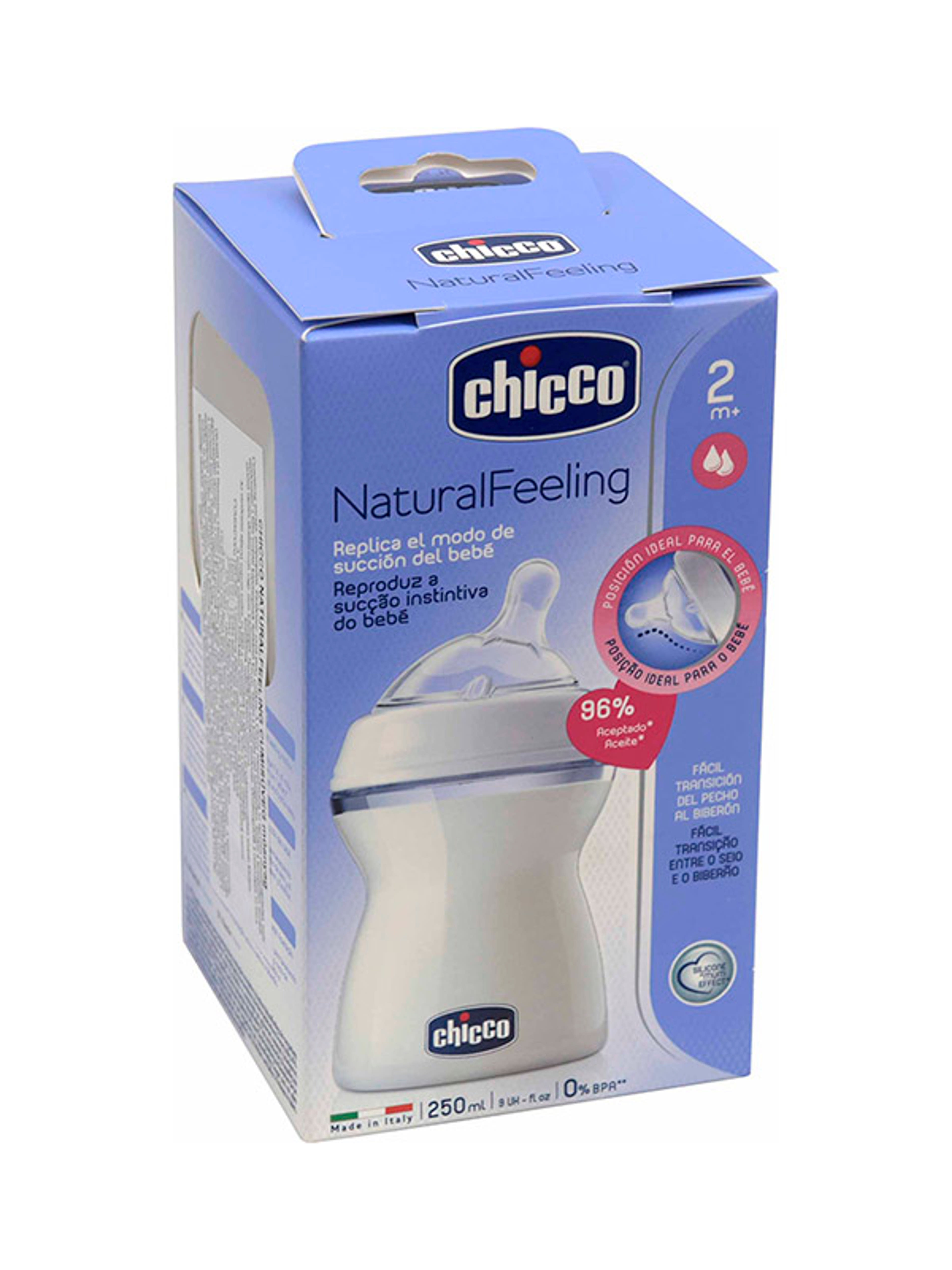 Chicco Natural Ferde Műanyag Cumisüveg 250ml 2 Hónapos Kortól - 1 db-1