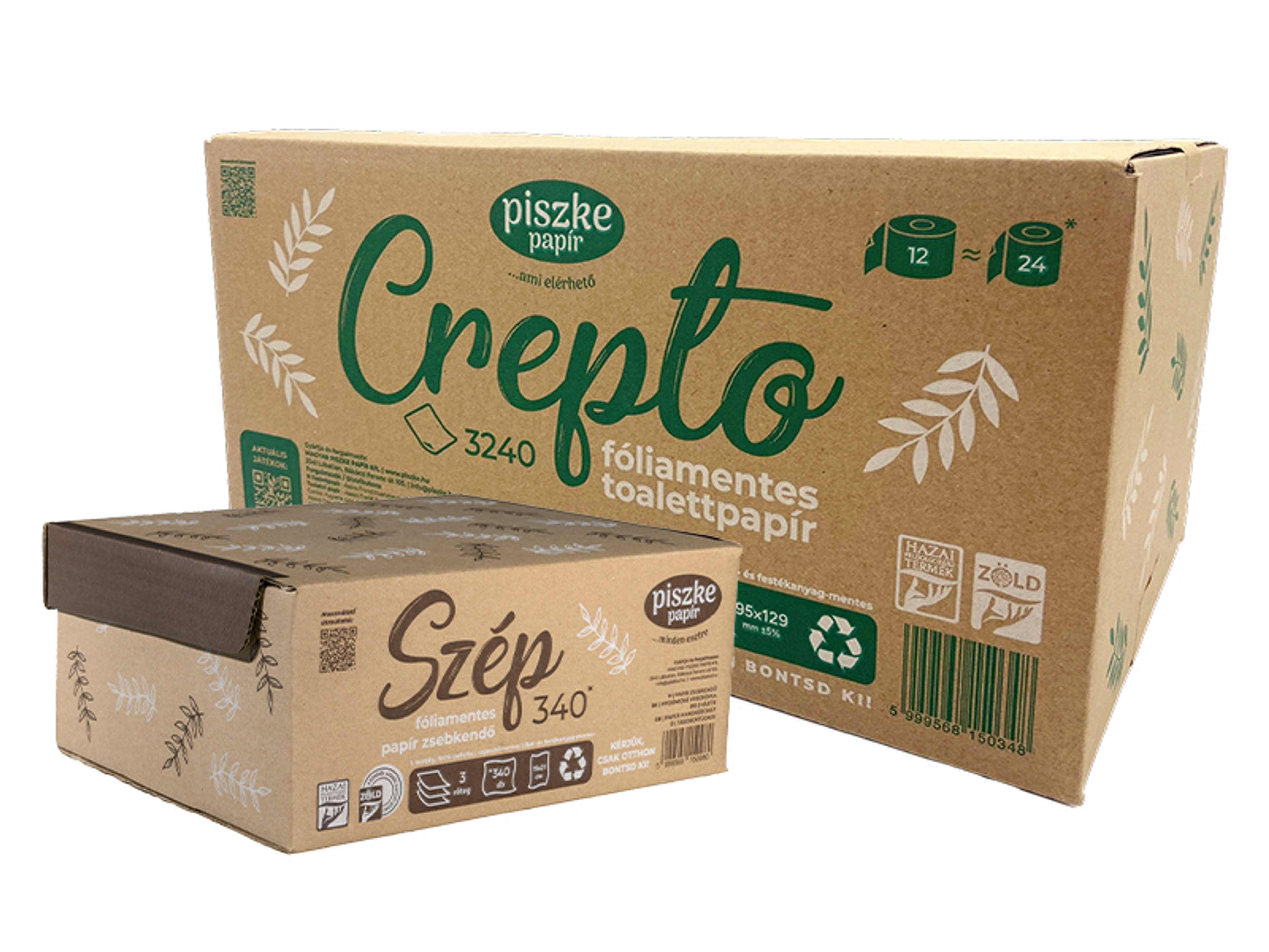 Crepto 3240 toalettpapír és Szép 340 papír zsebkendő csomag-1