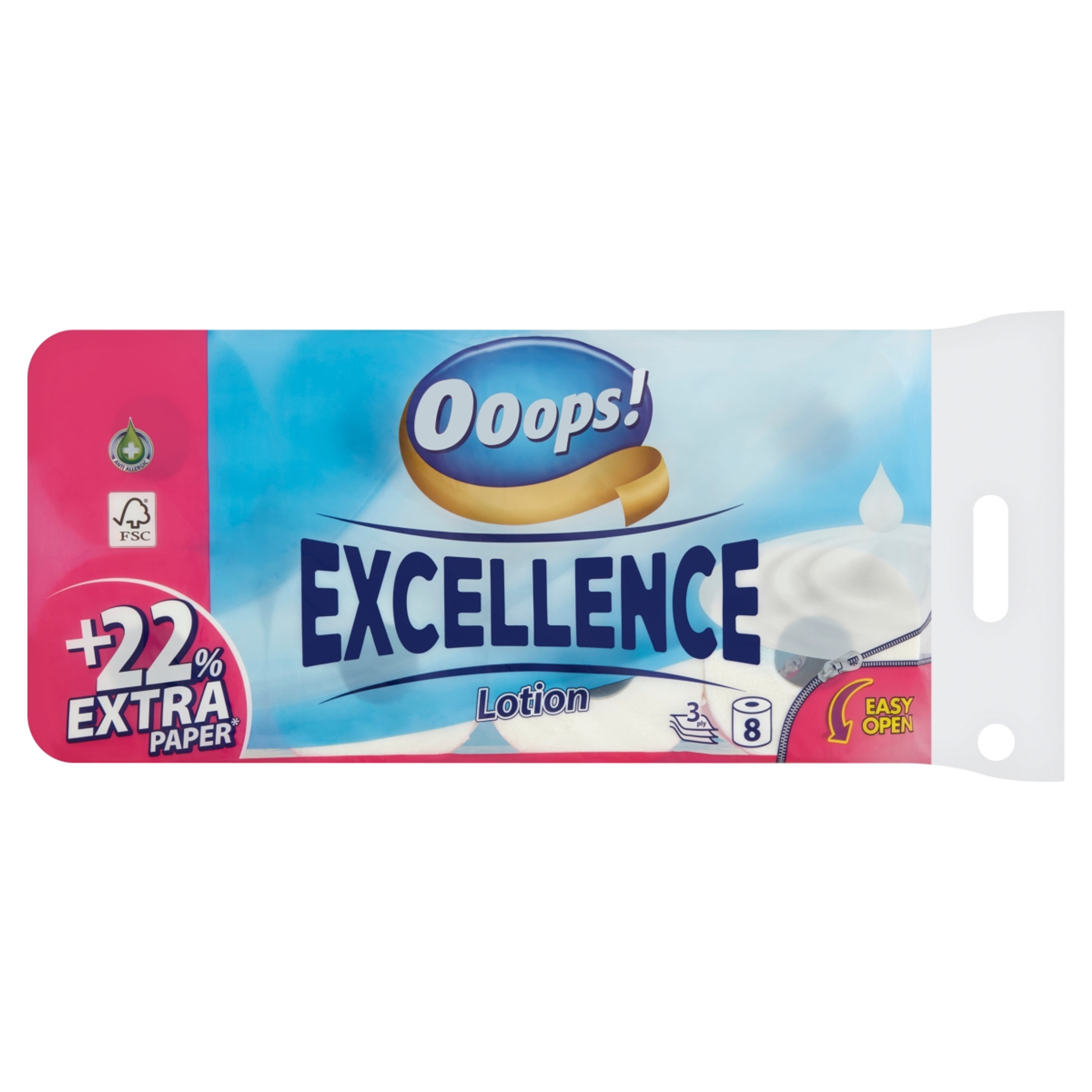 Ooops! toalettpapír excellence lotion 3 rétegű - 8 db-1