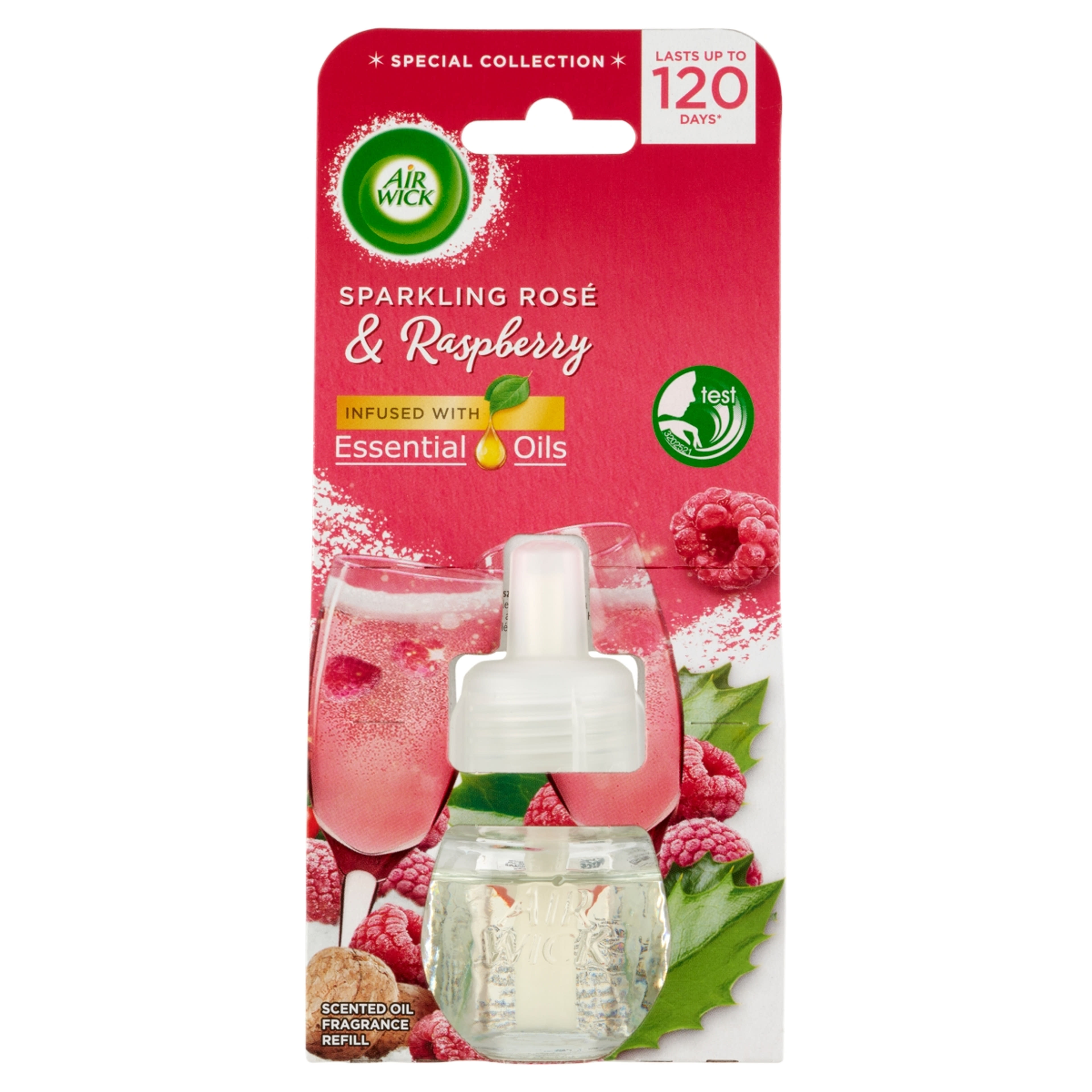 Air Wick elektromos légfrissítő utántöltő rozé pezsgő és málna illattal - 19 ml