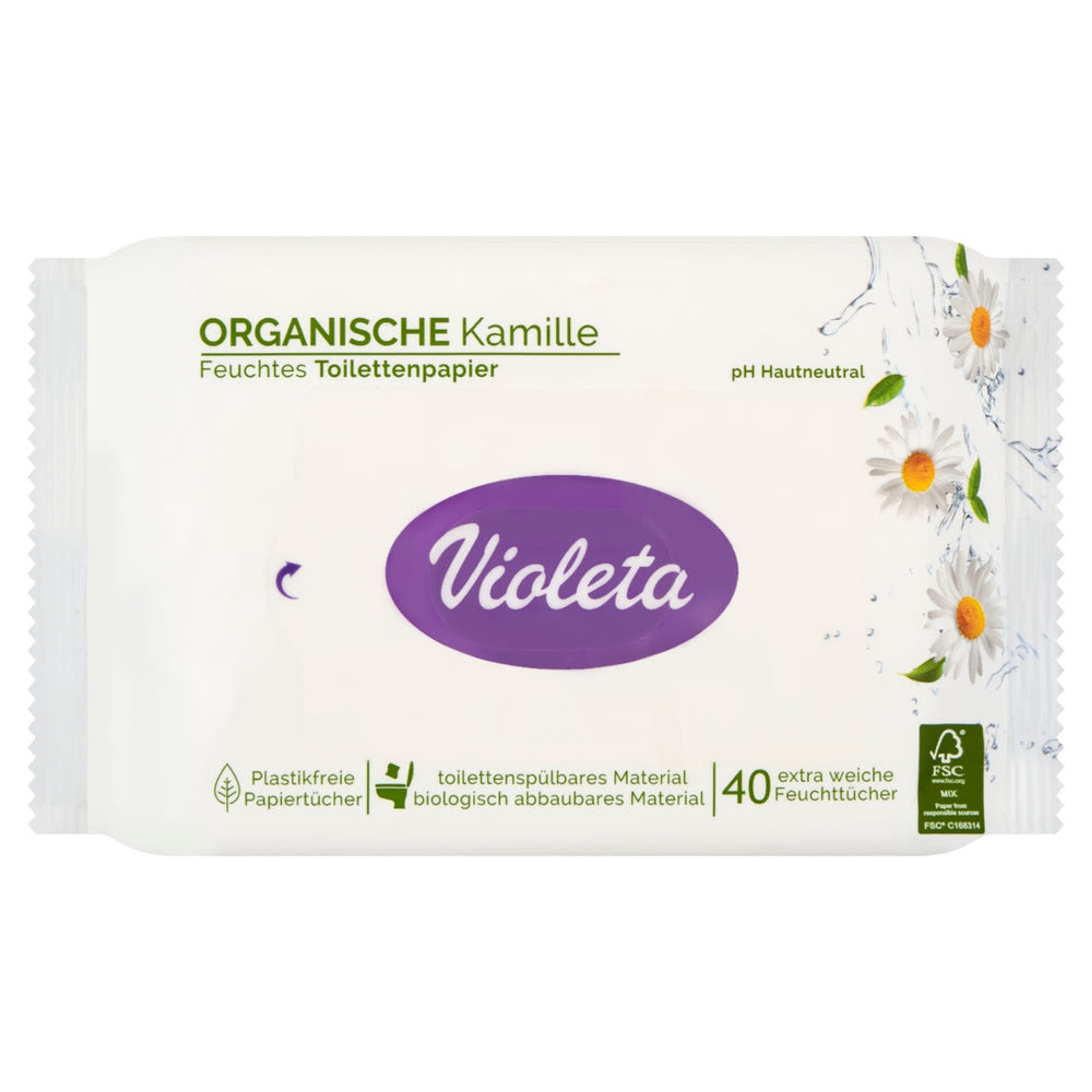 VIOLETA nedves toalettpapír, kamilla illatú - 40 db
