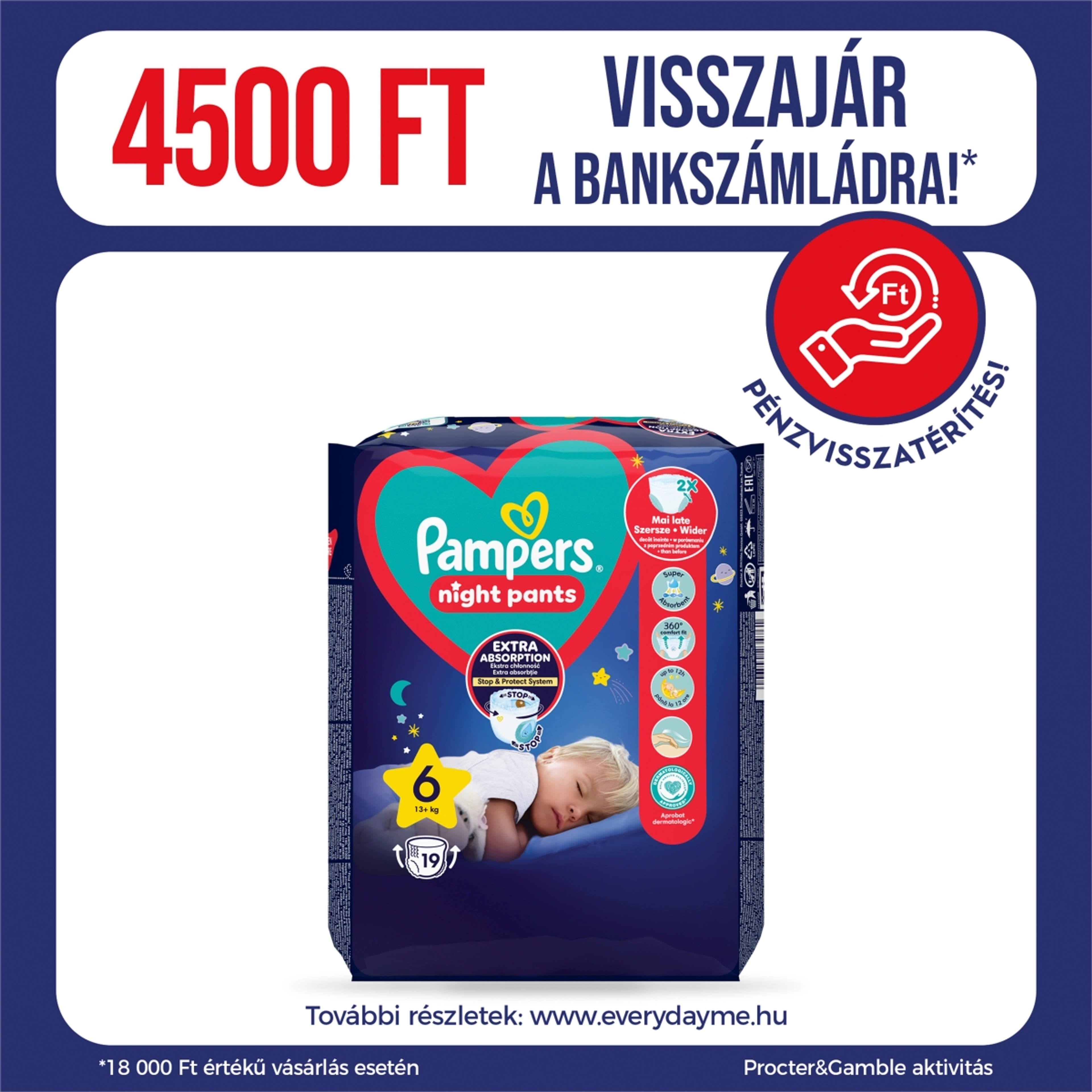 Pampers Night Pants 6-os 15+ kg - 19 db