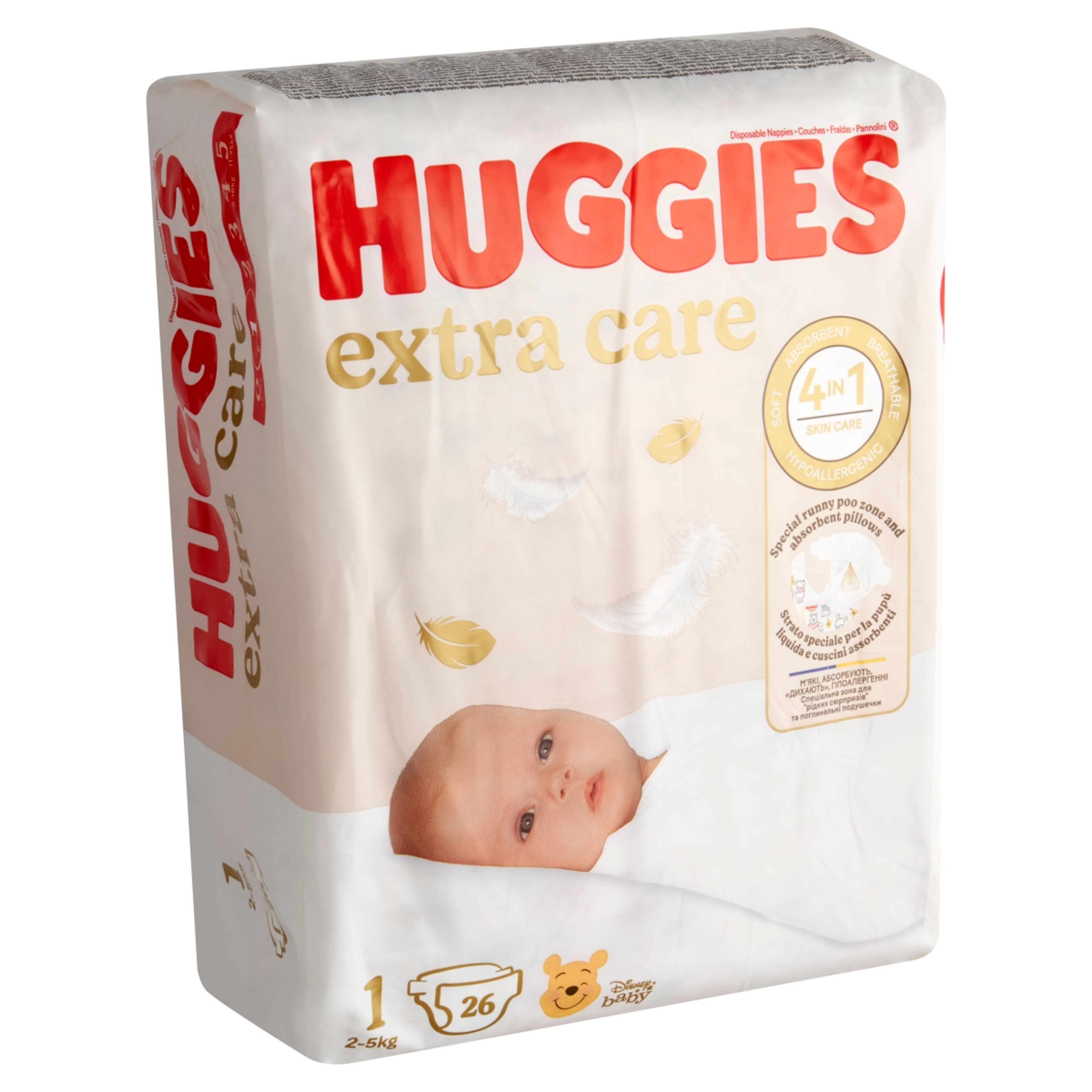 Huggies Extra Care 1 3-5 kg pelenka újszülött csecsemők számára - 26 db-2