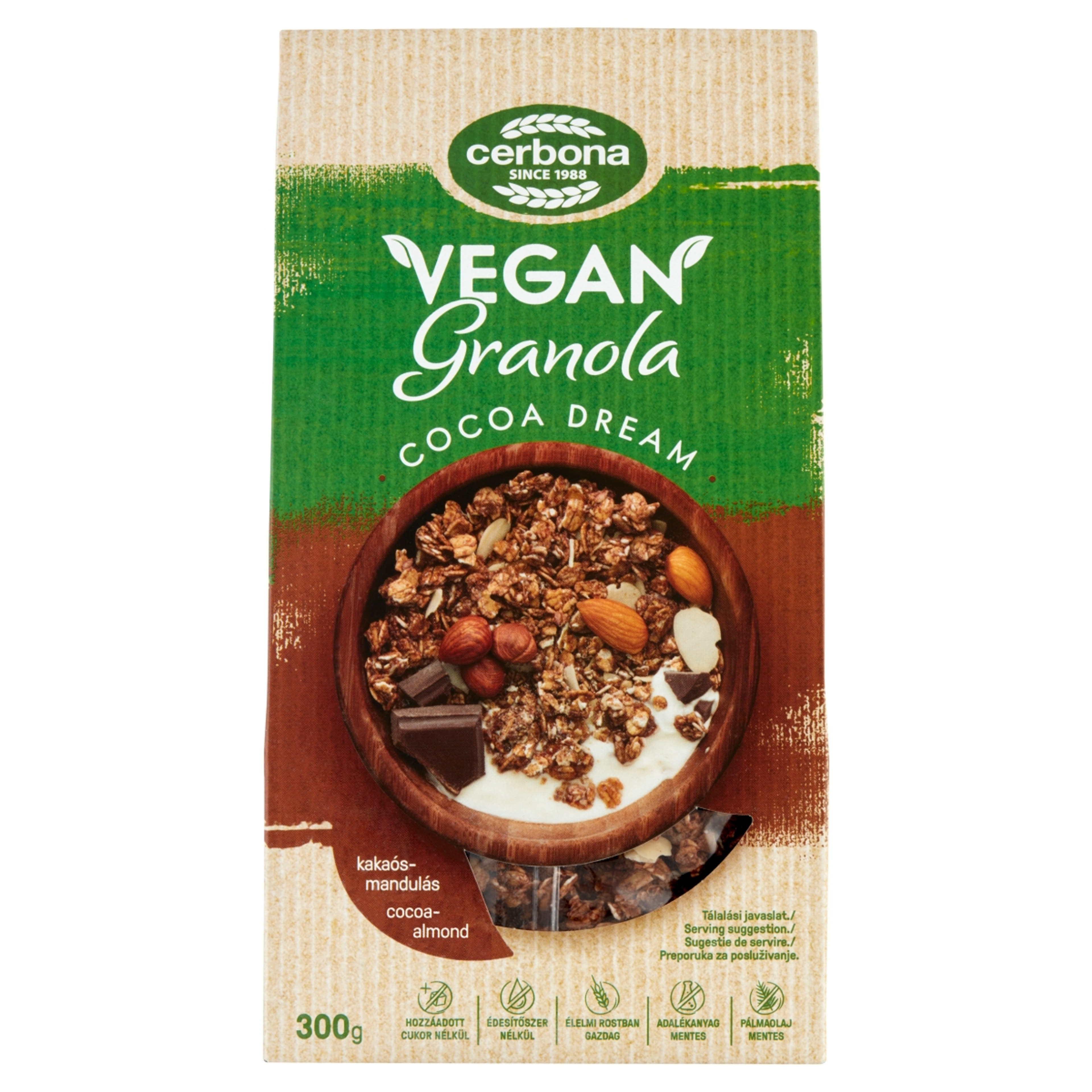 Cerbona Vegan Kakaós-mandulás granola müzli - 300 g-1