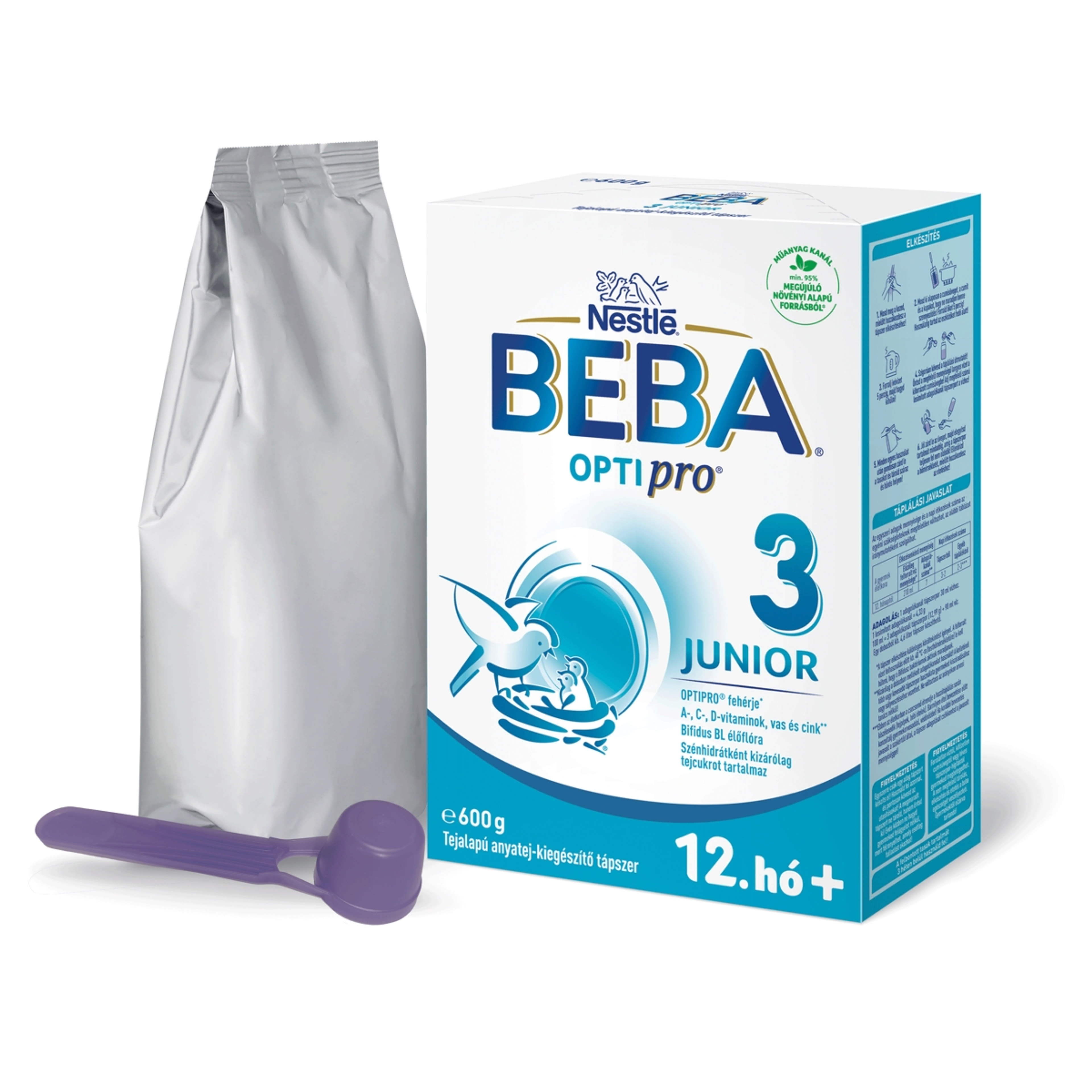 Beba Optipro 3 Junior tejalapú anyatej-kiegészítő tápszer 12. hónapos kortól - 600 g-2