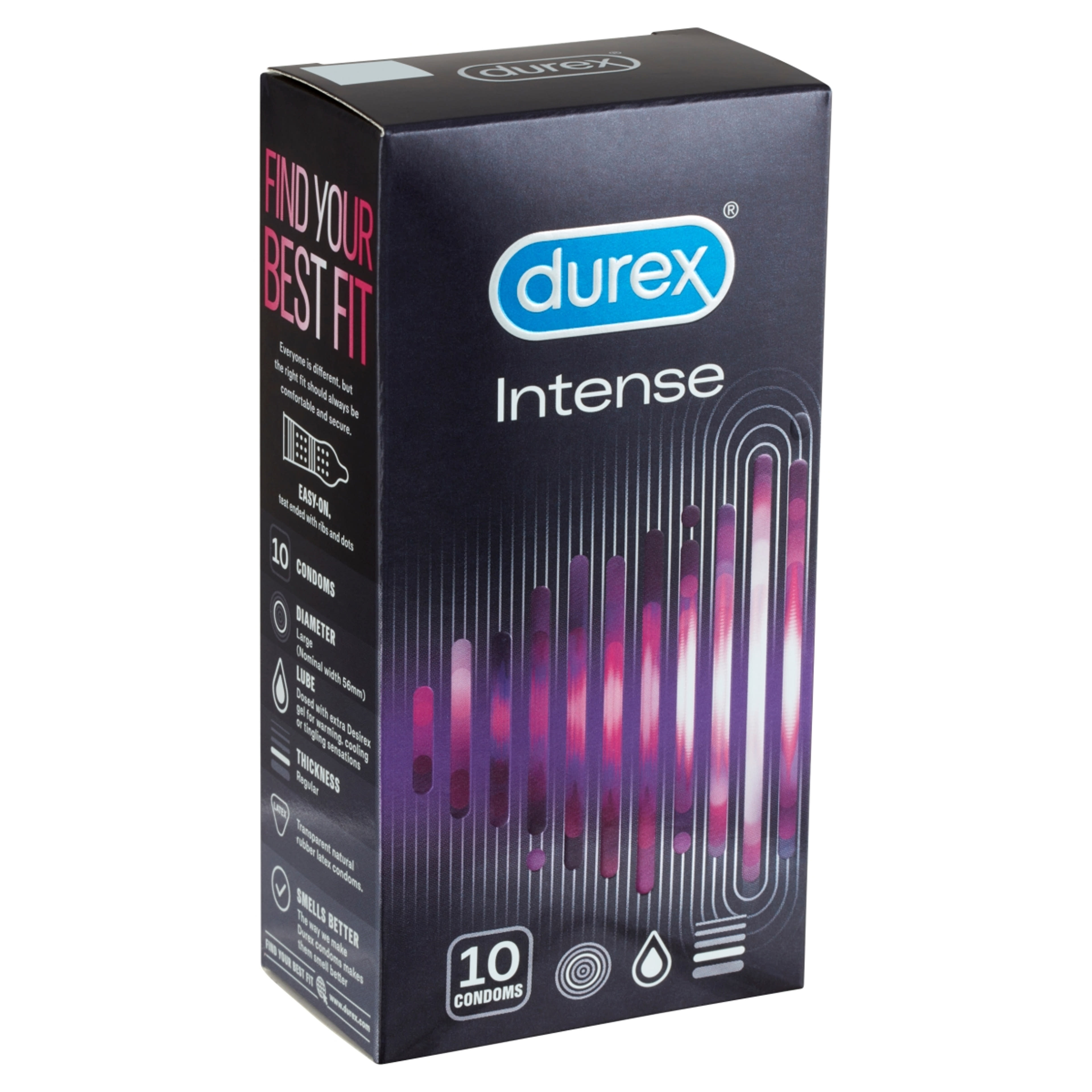 Durex Intense Orgasmic bordázott és pontozott óvszer stimuláló síkosítóval - 10 db-2