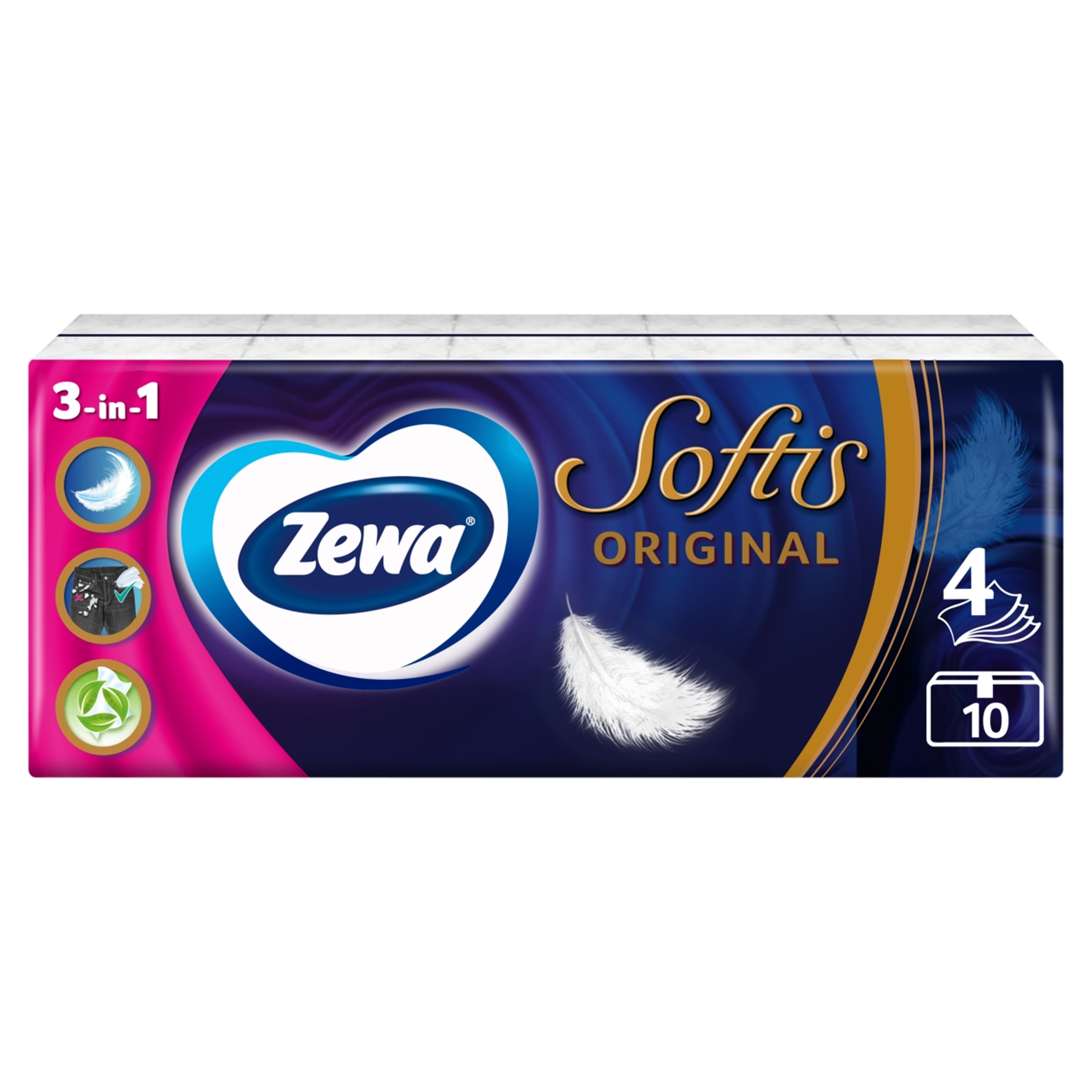 Zewa Softis papírzsebkendő, 4 rétegű 10x9 db - 90 db-7
